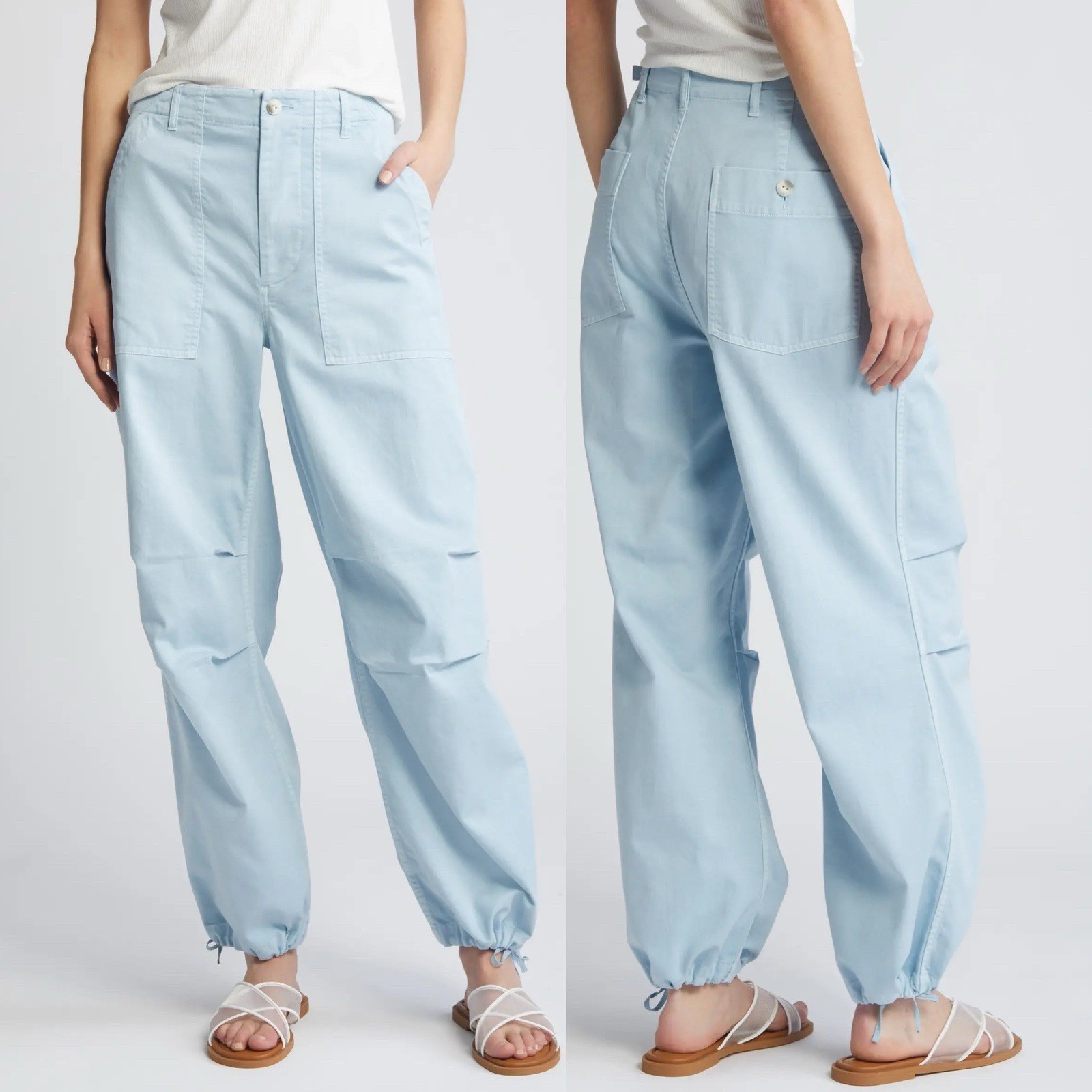 rag & bone Savannah Utility Pants Women’s 2 Light Blue High Waist Jogger Twill