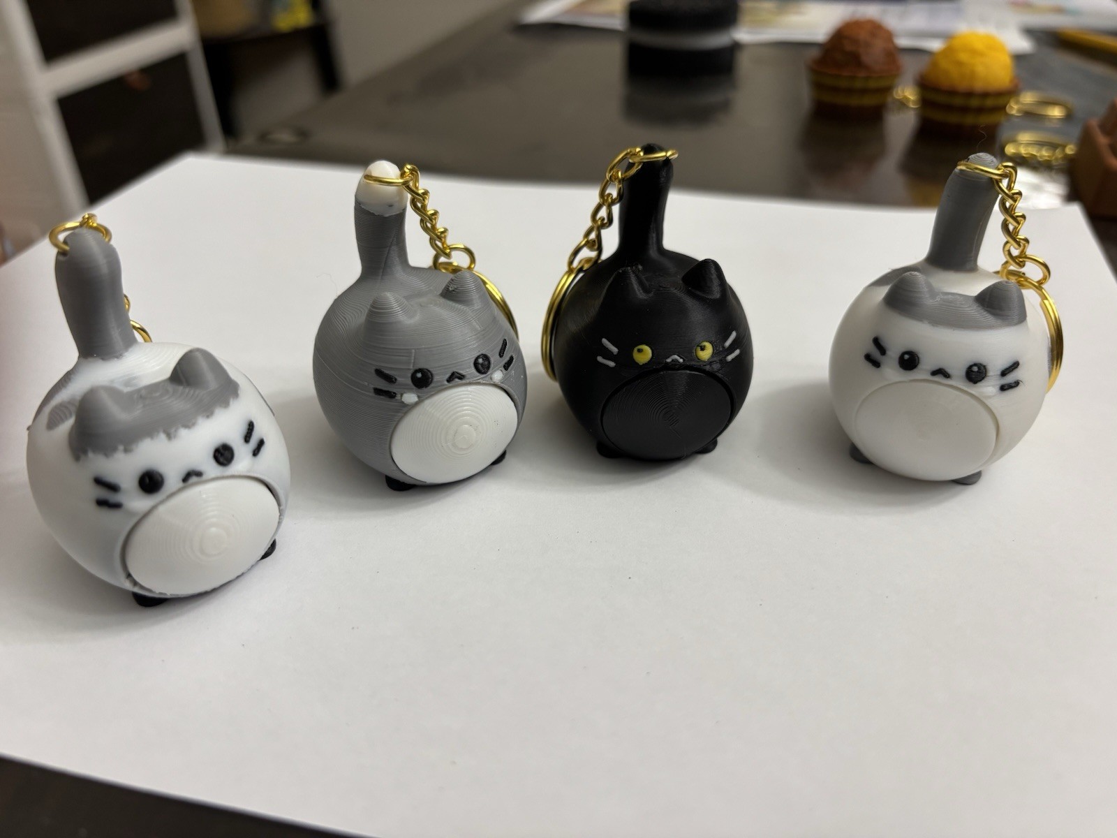 Cat Animal Key Chain Charms, Plastic & Metal Keyring, Multicolor