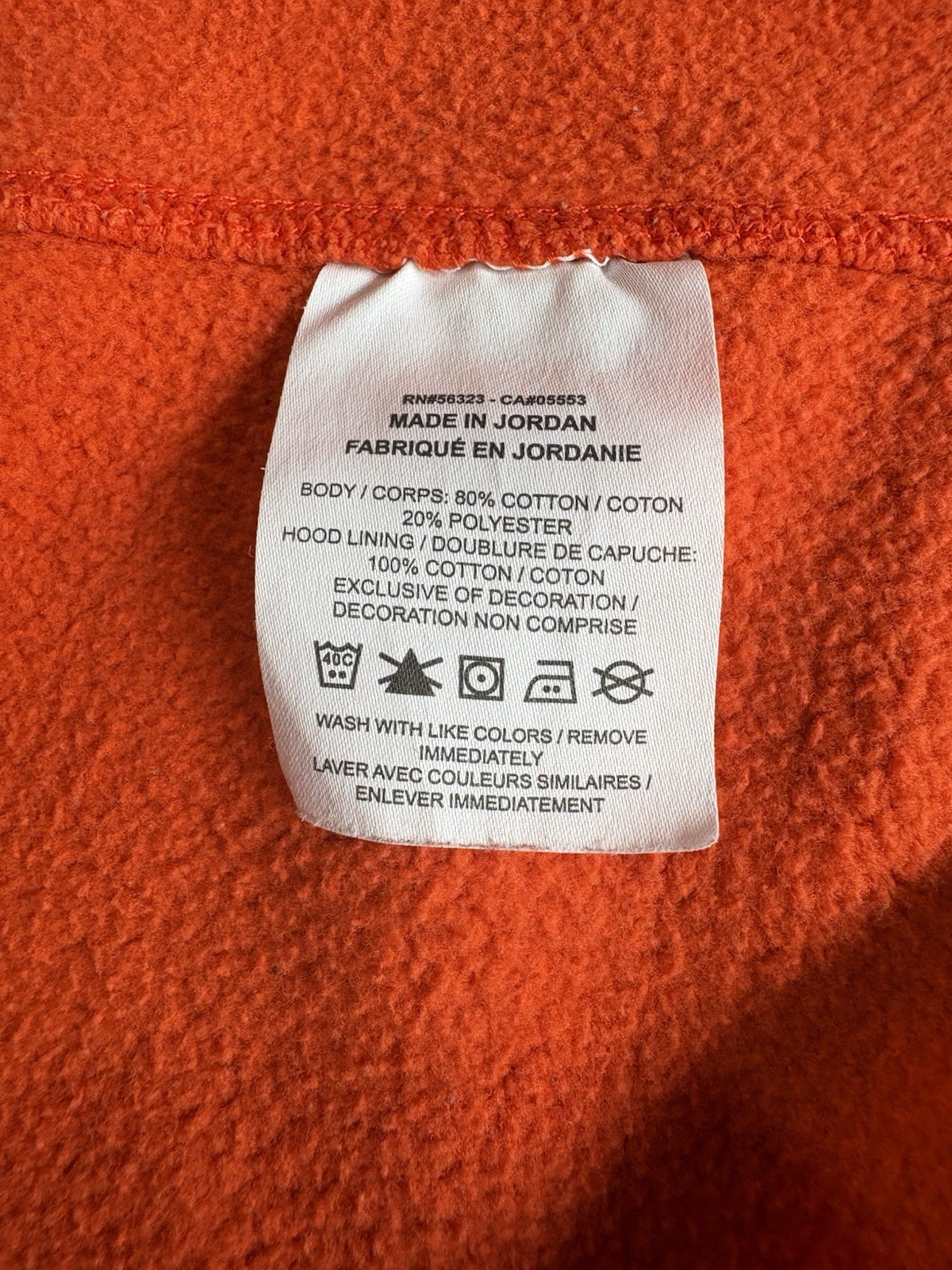 Nike Men’s Orange Embroidered Logo Fleece Pullover Hoodie Kangaroo Pocket sizeXL