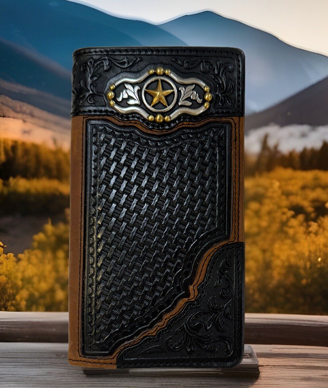 Silver Creek New Premium Tooled Leather Wallet E80373 NWT