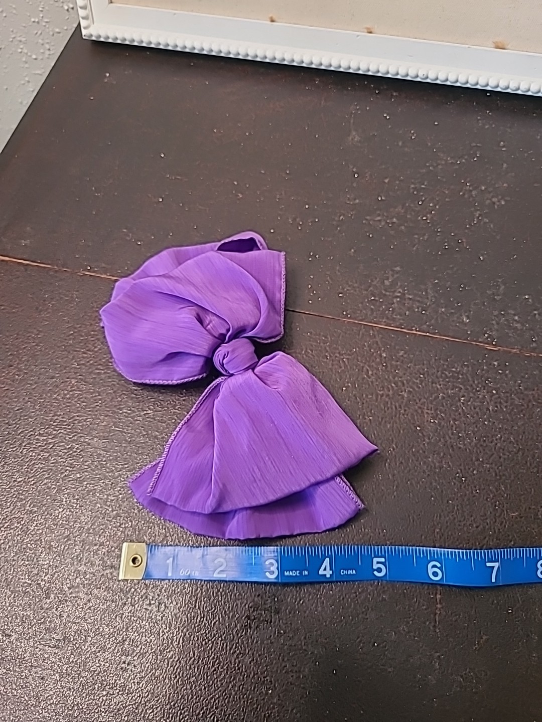 Vintage 80s 90s Big Silky Hair Bow Barrette Clip Ribbon Ruffle Oversized Purple