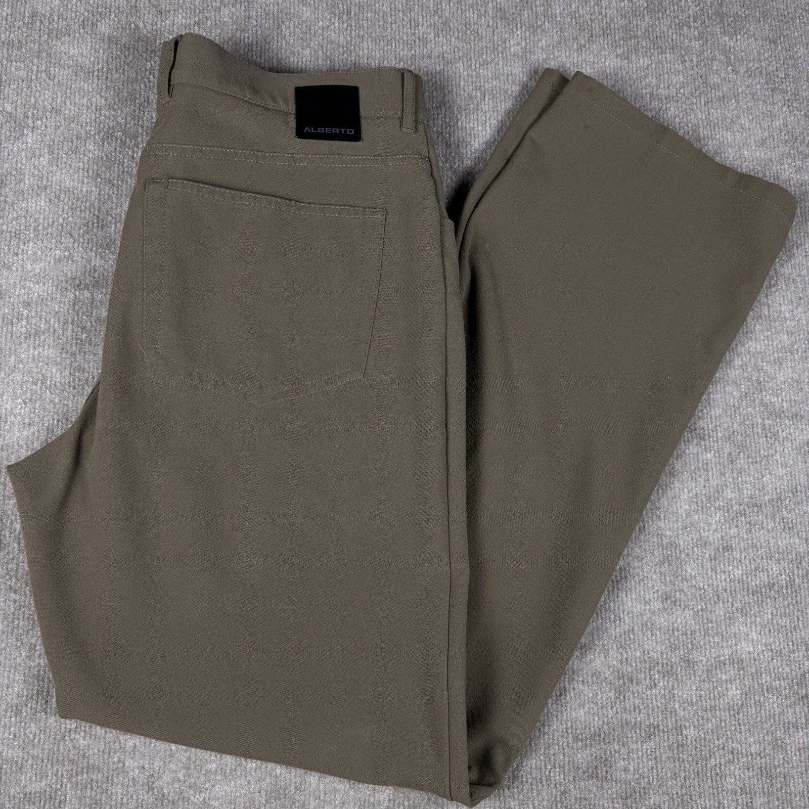 ALBERTO Ceramica Men’s Beige Twill Stretch Comfort Fit Straight Pants Size 34