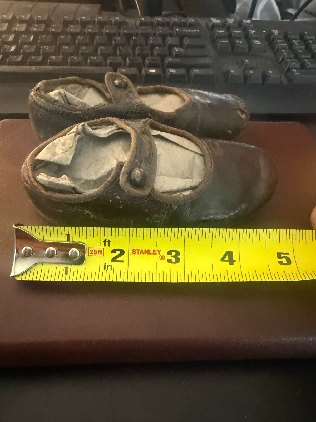 Victorian Era Antique baby shoes Button Up Leather