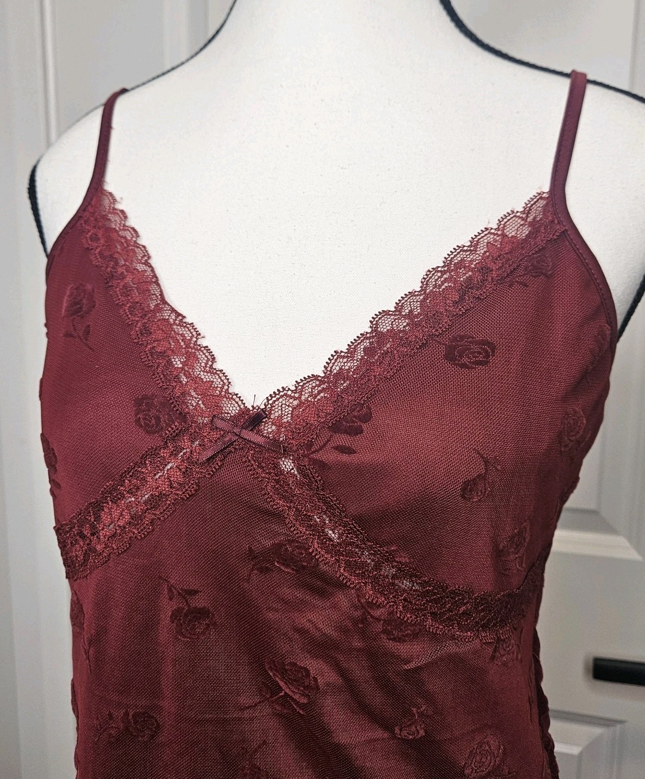 Hesperus Women’s Y2k Style Babydoll Tank Top Lace Whimsigoth Sheer Size Large