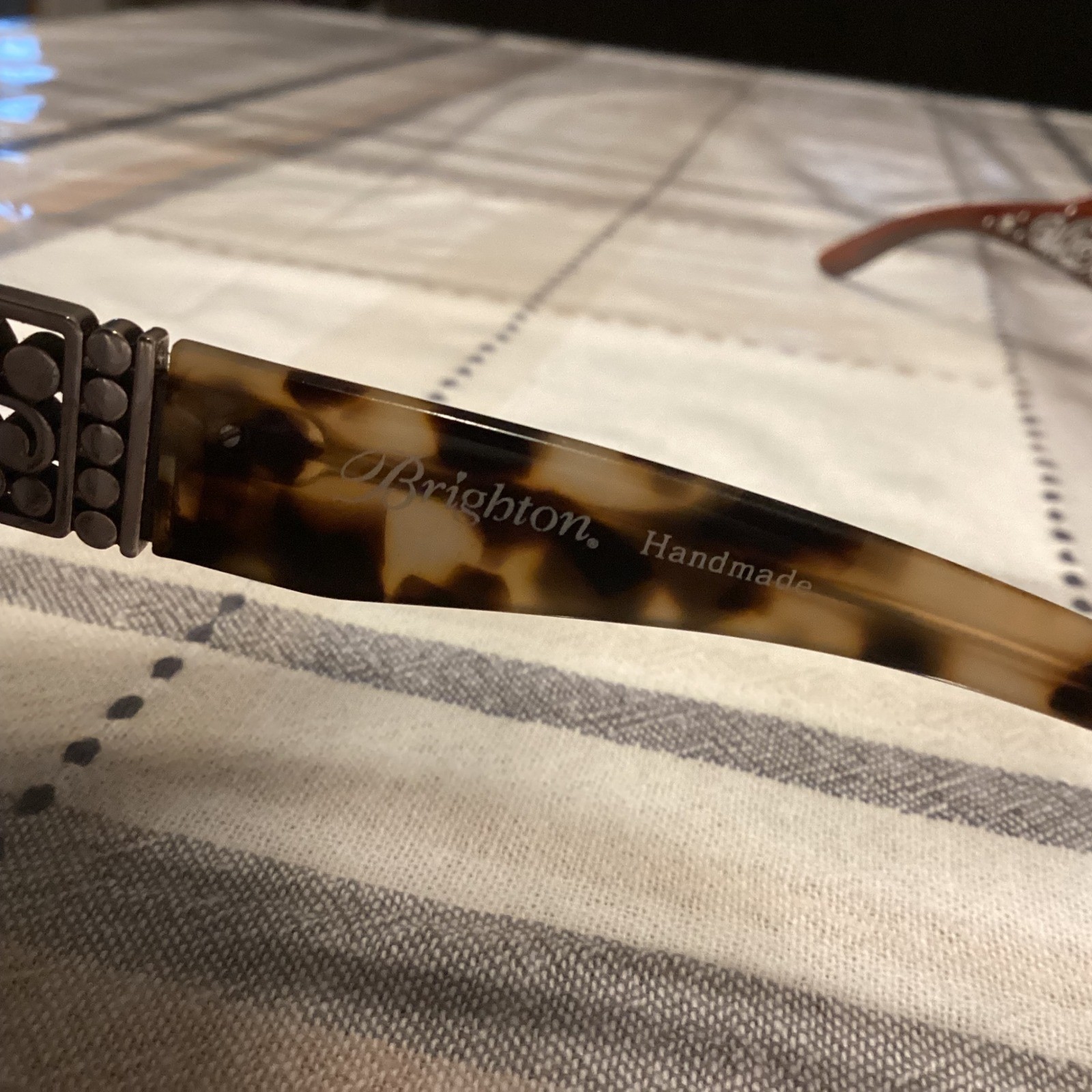 Brighton Contempo Dot Tortoise Square Sunglasses Purple Gradient Lens Handmade