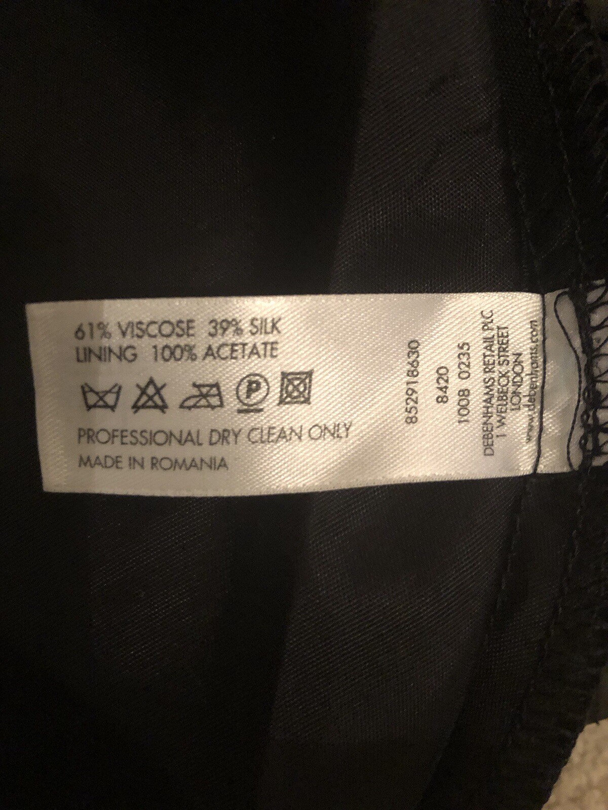 Black Cocktail Dress Debenhams Debut Size 10 Excellent Condition