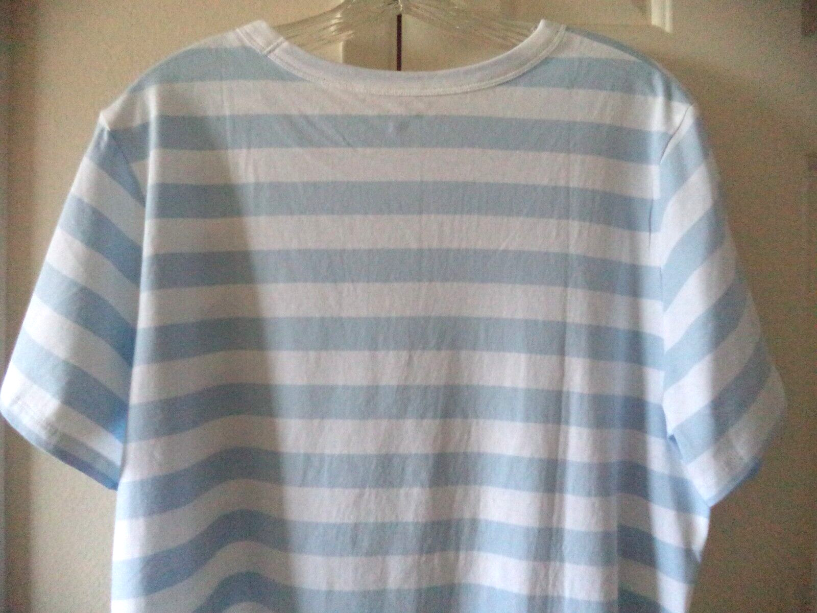 Old Navy Sky Blue Light Blue & White Striped T-shirt Knit Top 18 20 XXL 2XL 2X