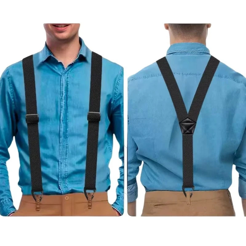 Heavy Duty Elastic Suspenders for Men Trouser Pants Braces Strap Work Belt US
