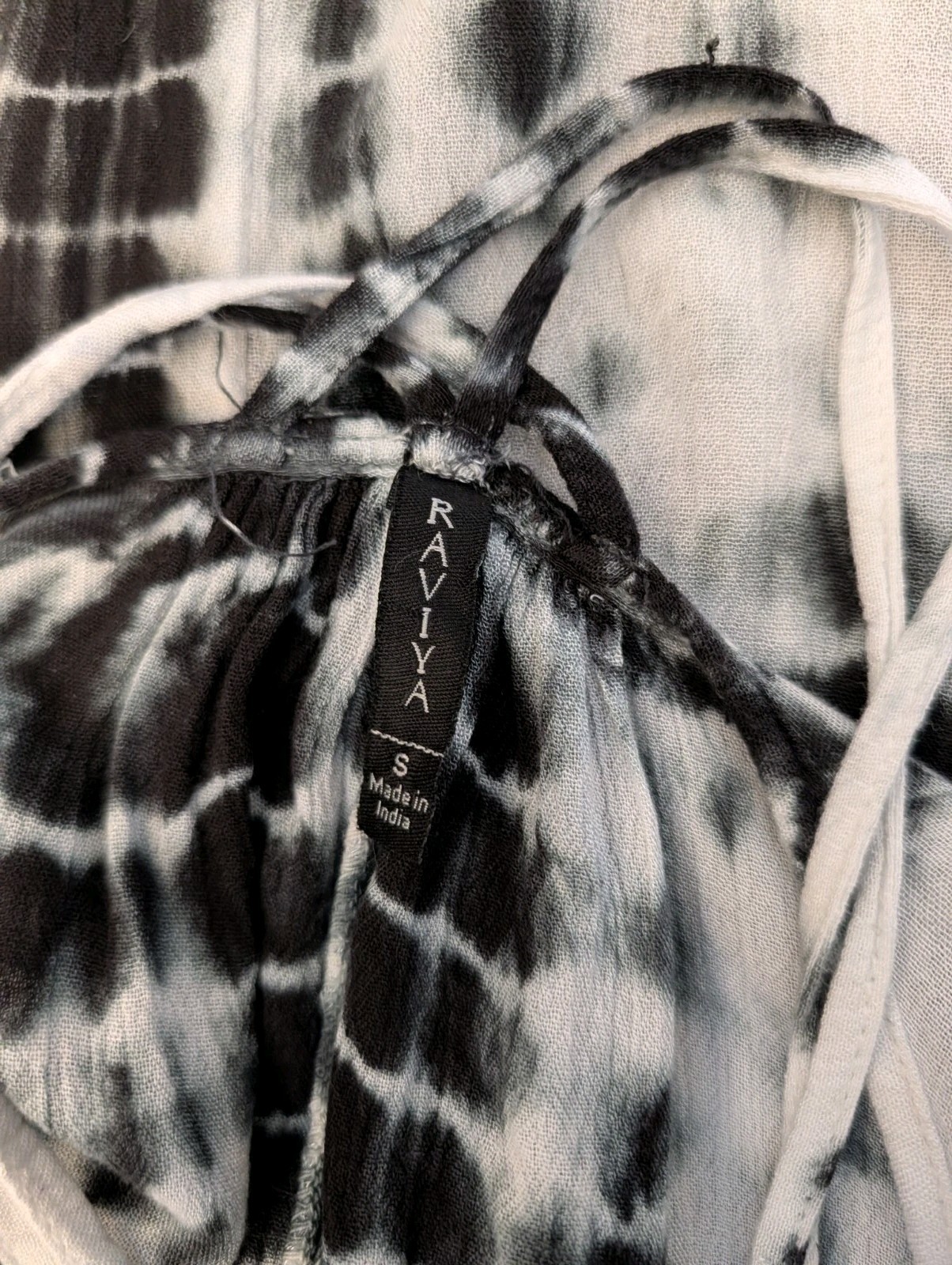 Raviya Oversize Black & White Tie Dye Maxi Dress Size S Boho Beach Whimsy Flowy