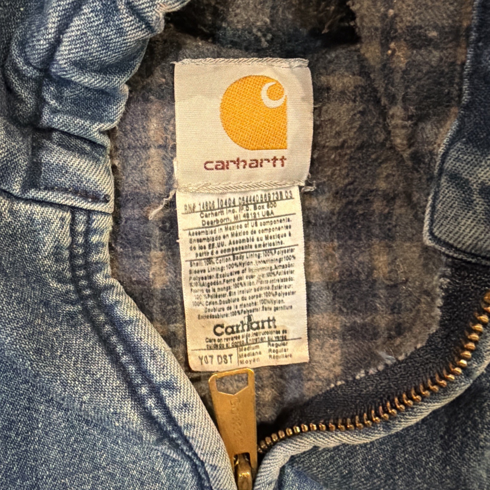 Vintage Carhartt Y07 DST Denim Work Jacket Youth Size M