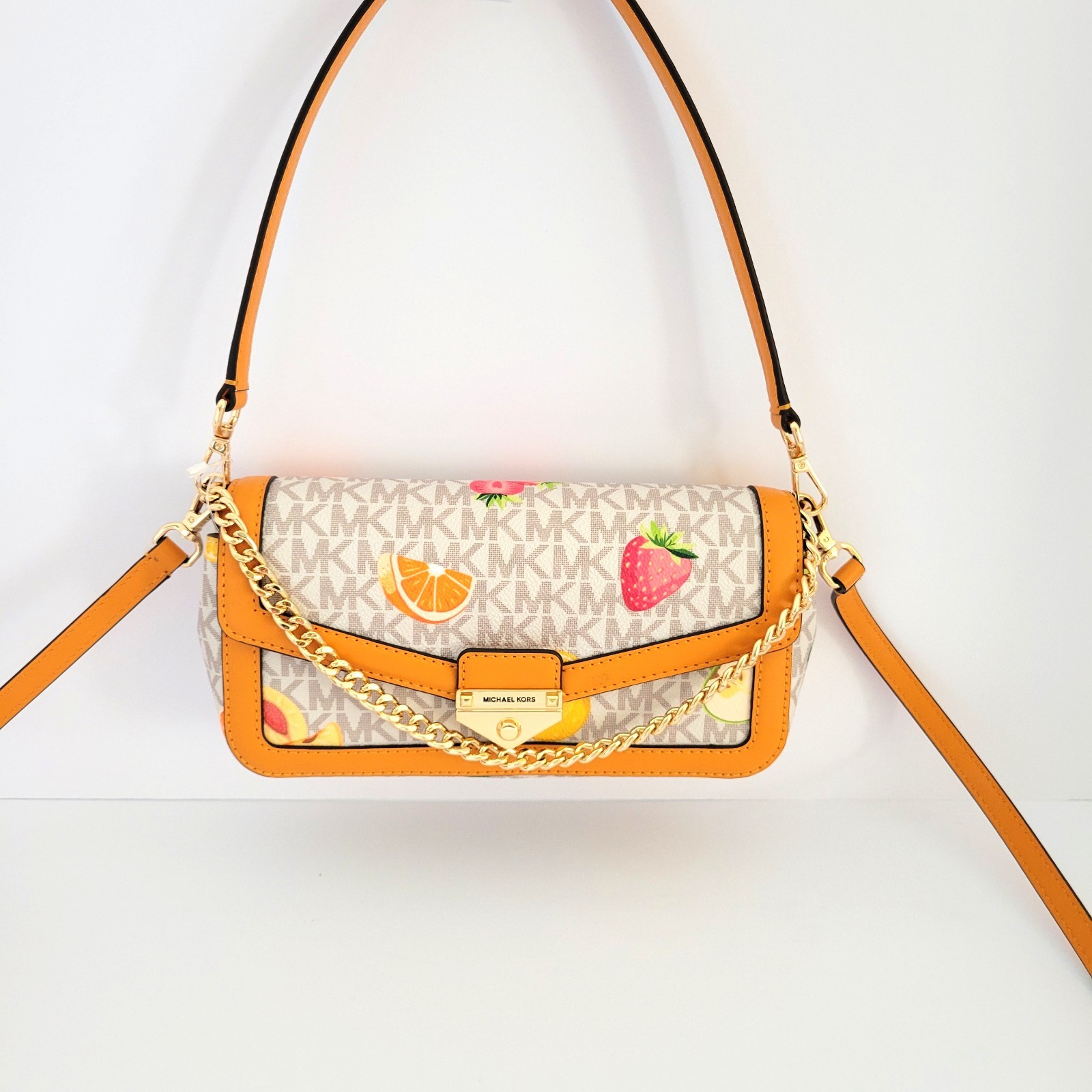 Michael Kors Soho Small Convertible Pouchette Crossbody Handbag Rad Orange Fruit
