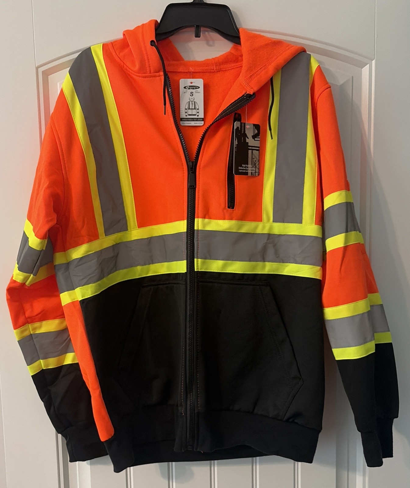 Hi-Vis Softshell Hooded Jacket Size Small ANSI/ ISEA Compliant Reflective Strips