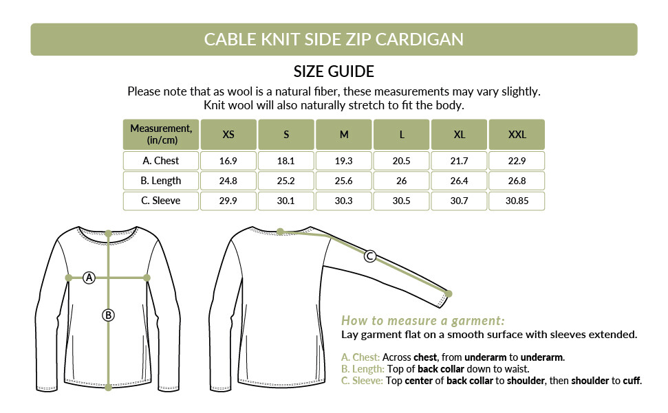 SAOL Cable Knitted Cardigan Women’s 100% Merino Wool Irish Aran Zipper Jacket