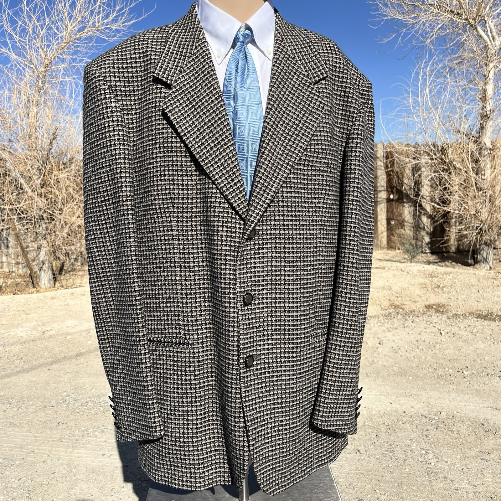 Zanetti Wool Men’s (44) hounds tooth made in Italy formal business suit blazer