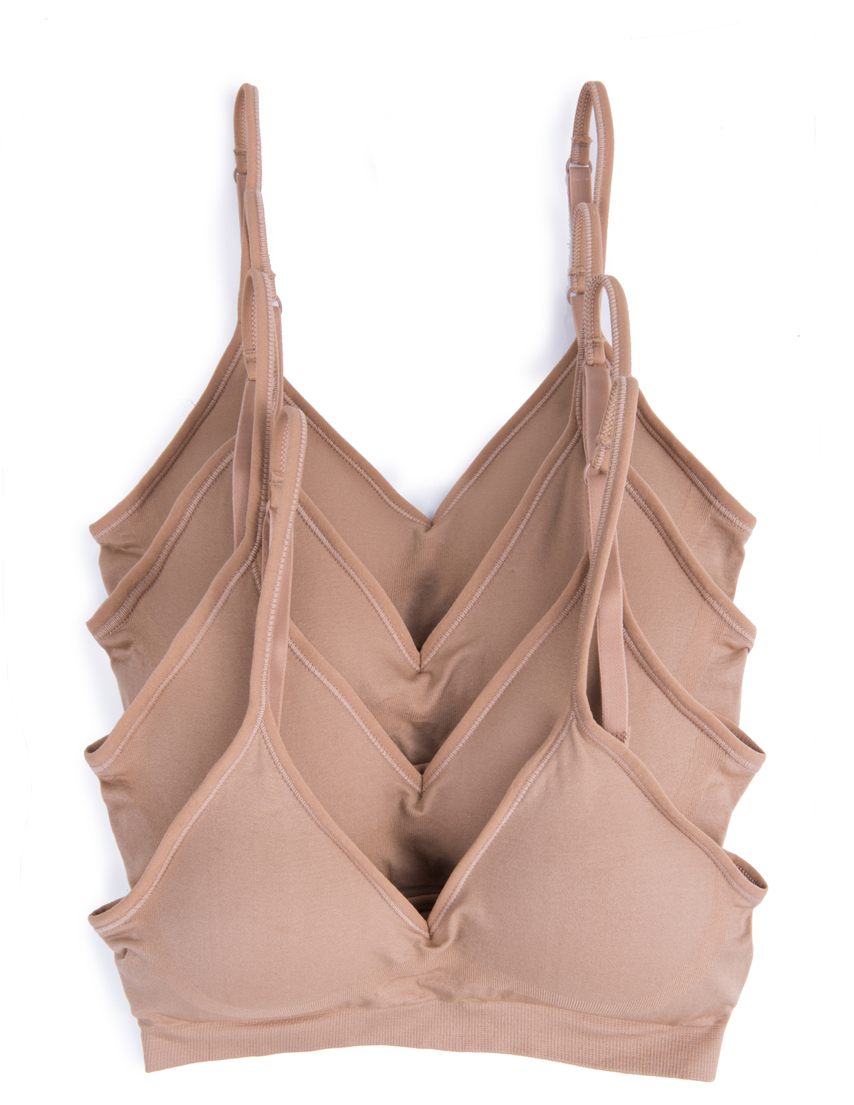 Caramel Cantina 4 Pack V Neck Padded Bralette Adjustable Straps
