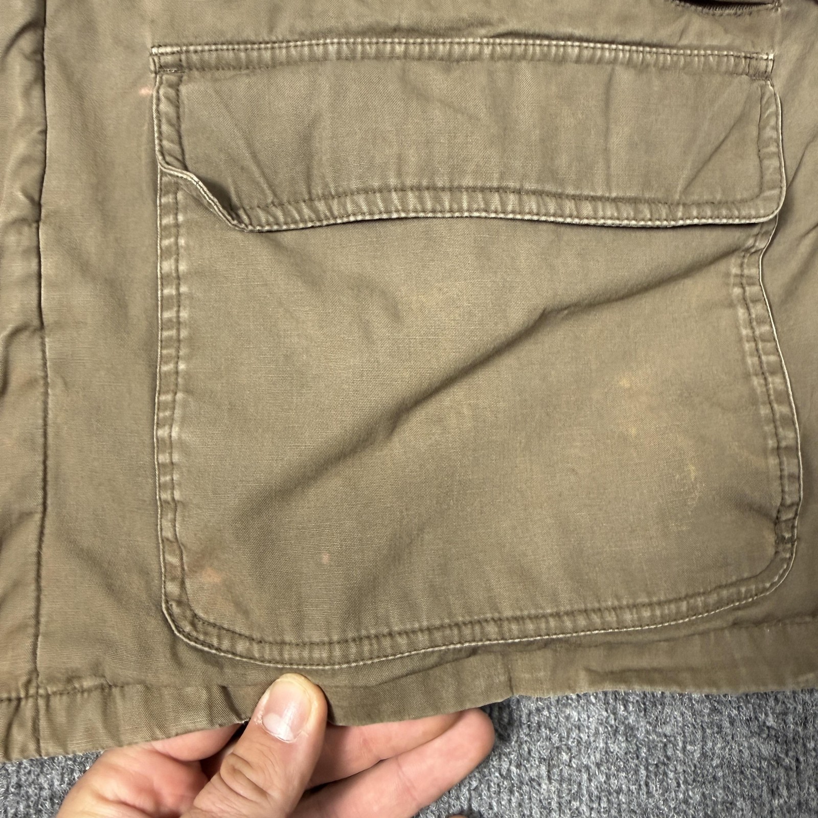 J.Crew Jacket Mens Medium Brown Canvas Military Full Zip Pockets Lined Oarsman
