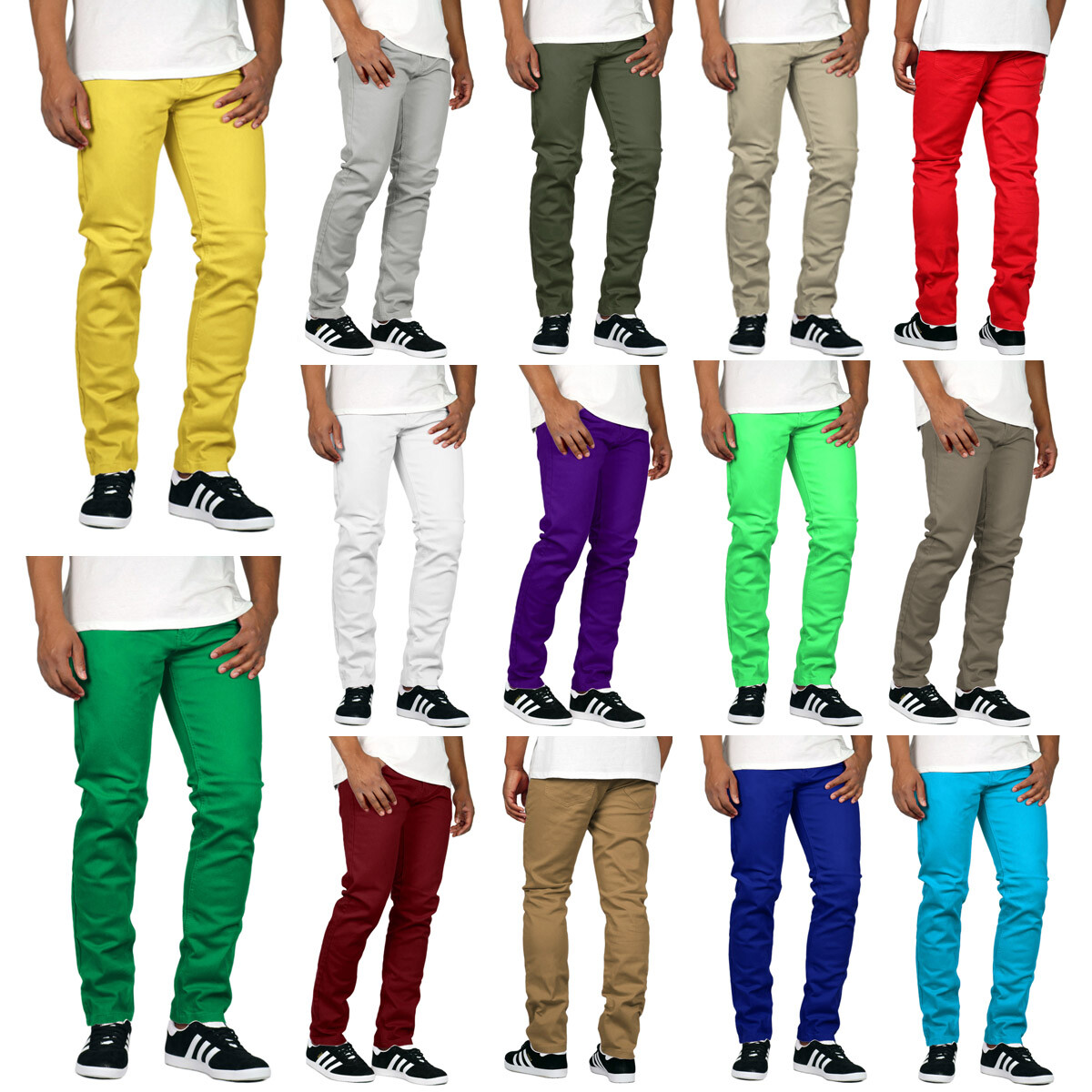 Men’s Skinny Fit Jeans Stretch Colored Pants #1 VICTORIOUS 937