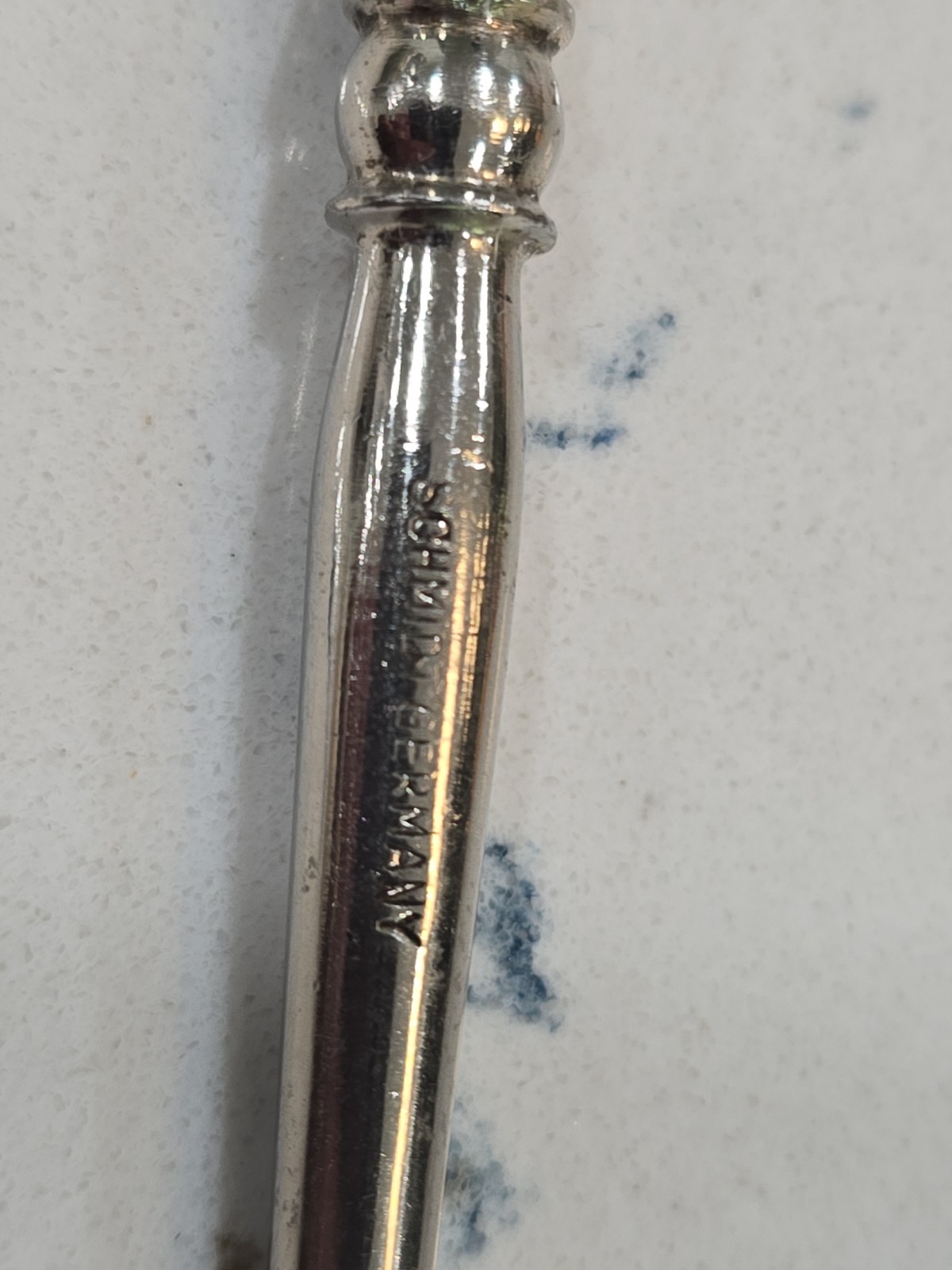 Antique button closure hook gold metal long