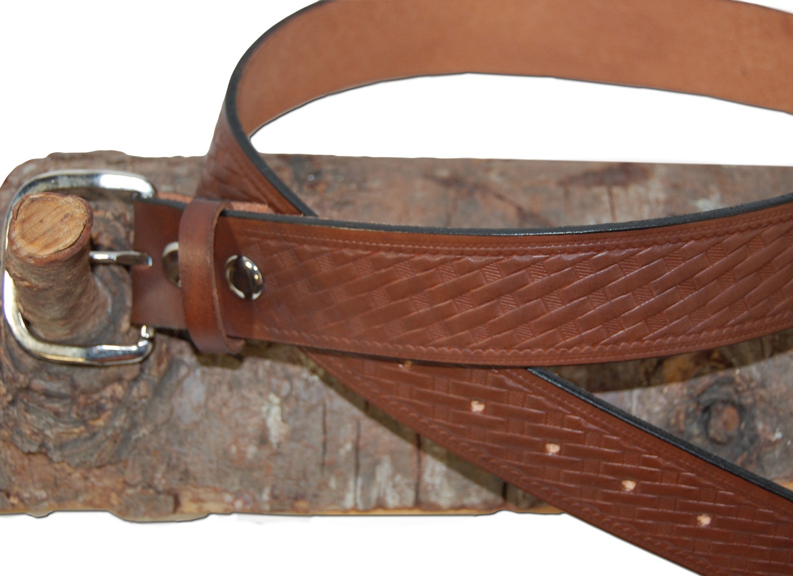 New Barsony 1 3/4″ (1.75″) Basketweave Leather Belts for Sizes 47″ – 53″