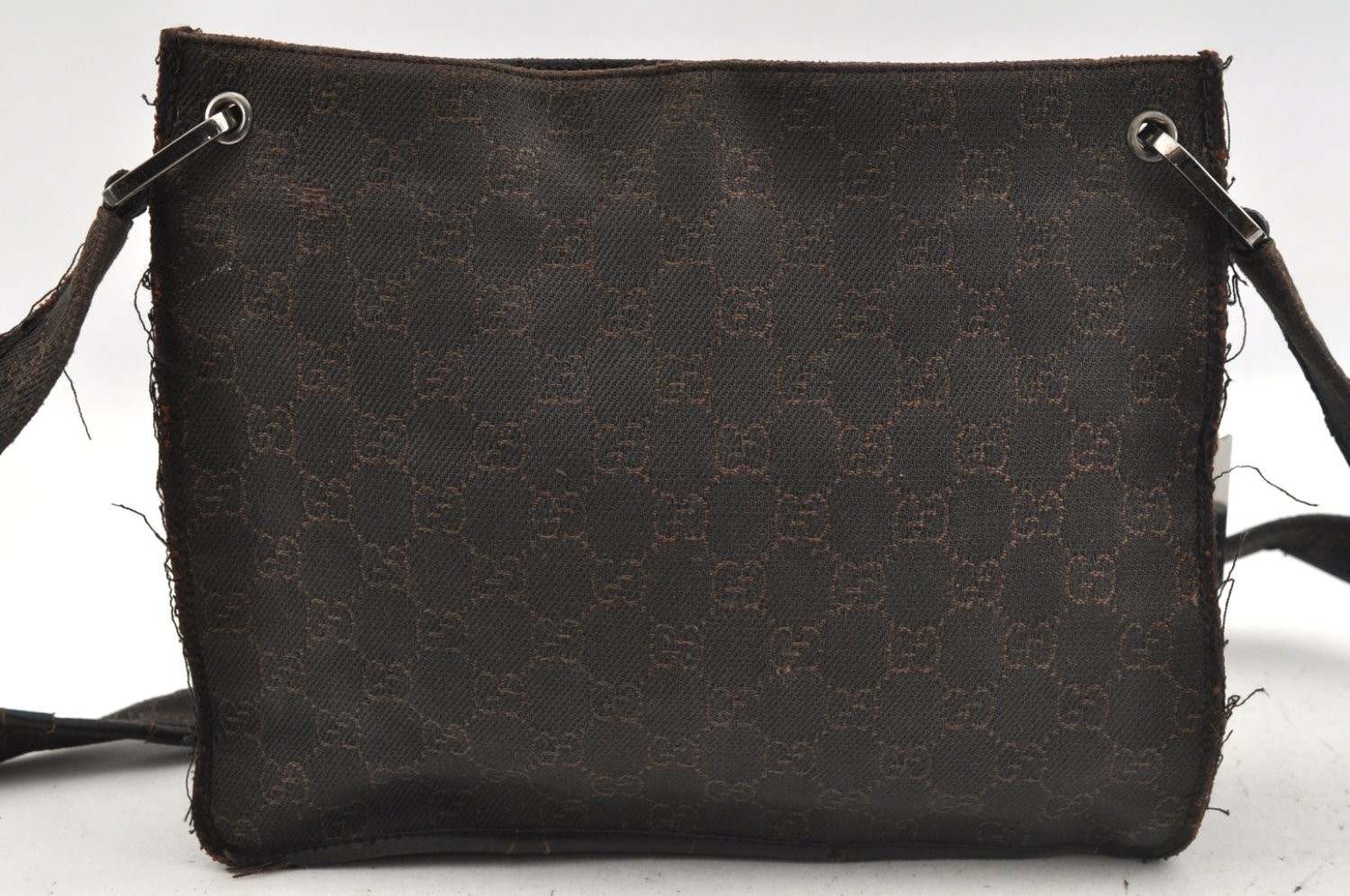 Authentic GUCCI Shoulder Bag Clutch Bag GG Canvas Nylon Brown Black 2Set AC023