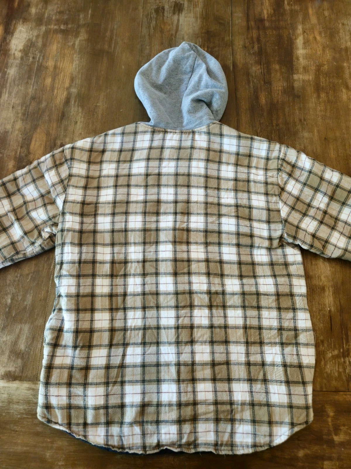 Basic Editions Men’s Plaid Hooded Quilted Lined Button-Front Flannel Jacket M
