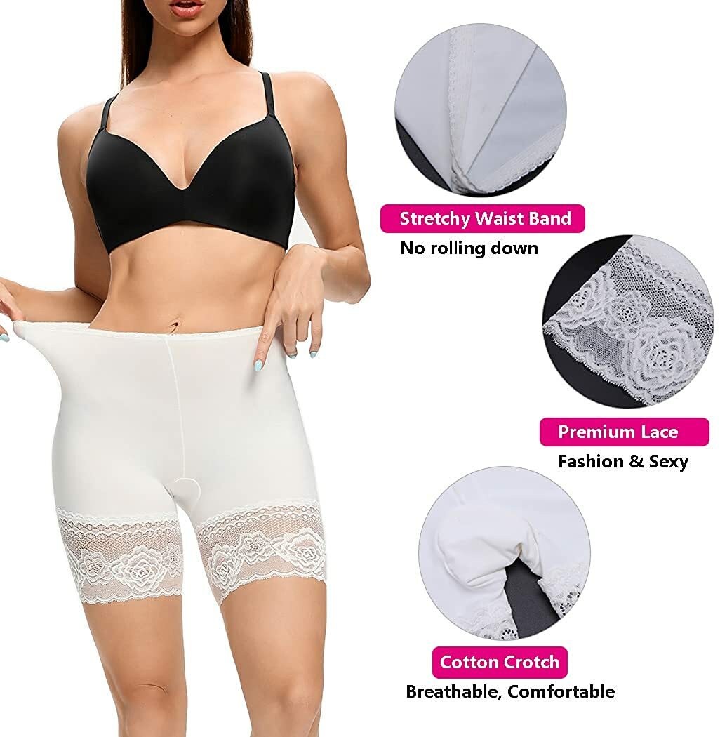 Women Slip Shorts for Under Dresses Anti Chafing Lace Panties Underwear Boyshort