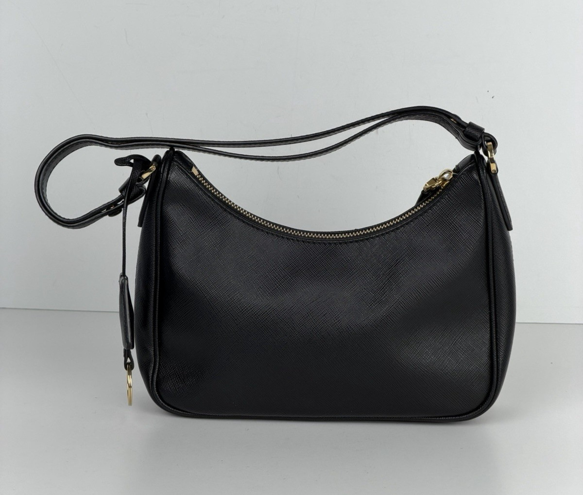 Prada Re-Edition 2005 Saffiano Leather Mini Bag in Black with Key Ring D-3
