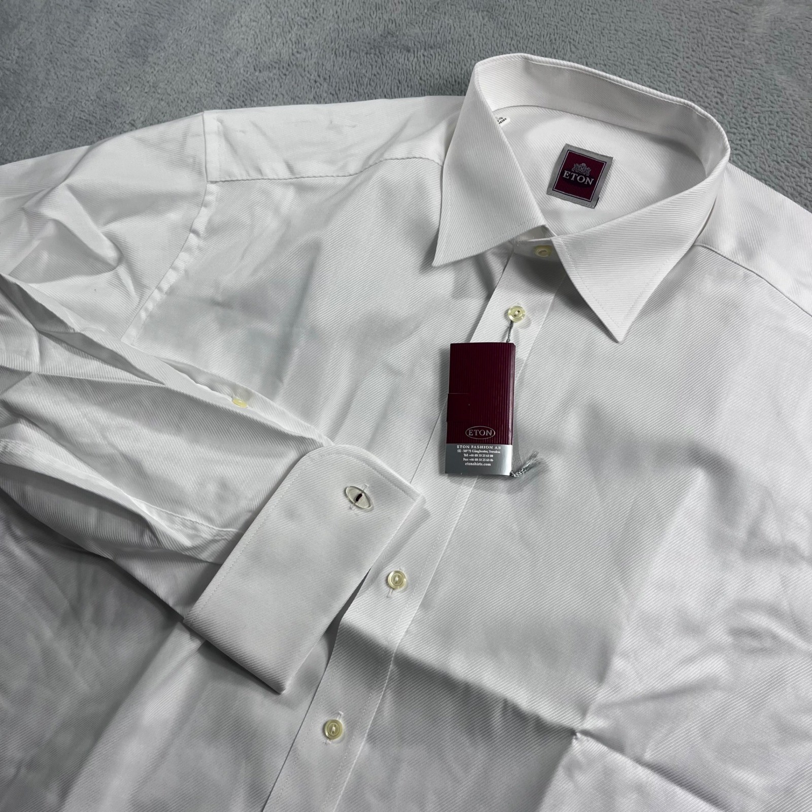 Eton of Sweden Mens White Twill Dress Shirt 16.5 42 French Cuff Cotton NEW