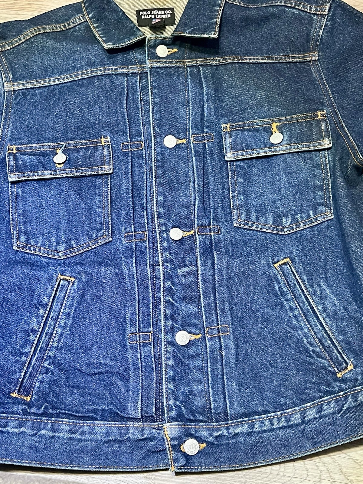 Polo Jeans Co By Ralph Lauren Vintage Denim Dark Blue Jean Trucker Jacket, MED