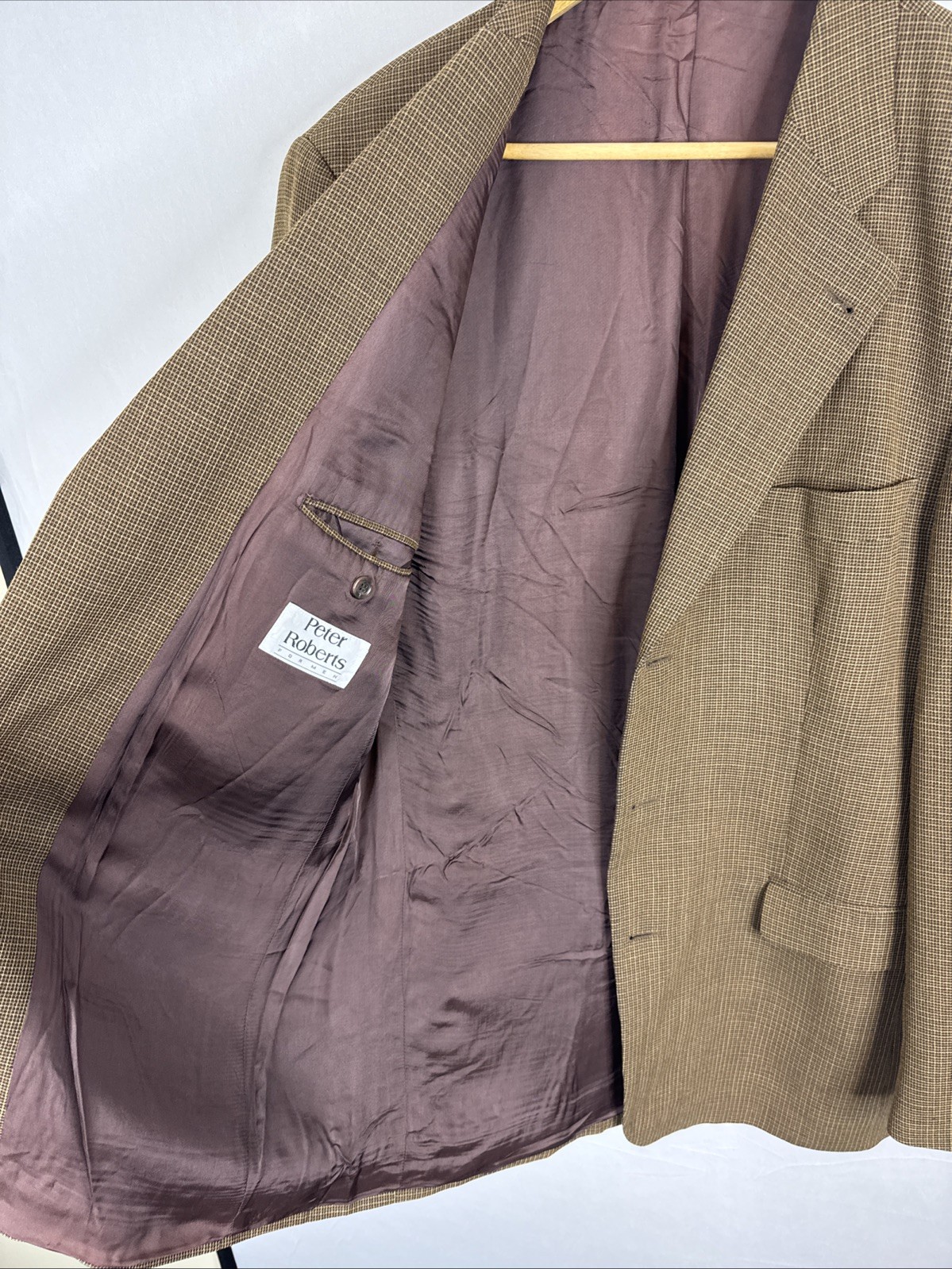 Strellson Brown Micro-Check Sport Coat Blazer Men’s 44 Est Italy Tailored