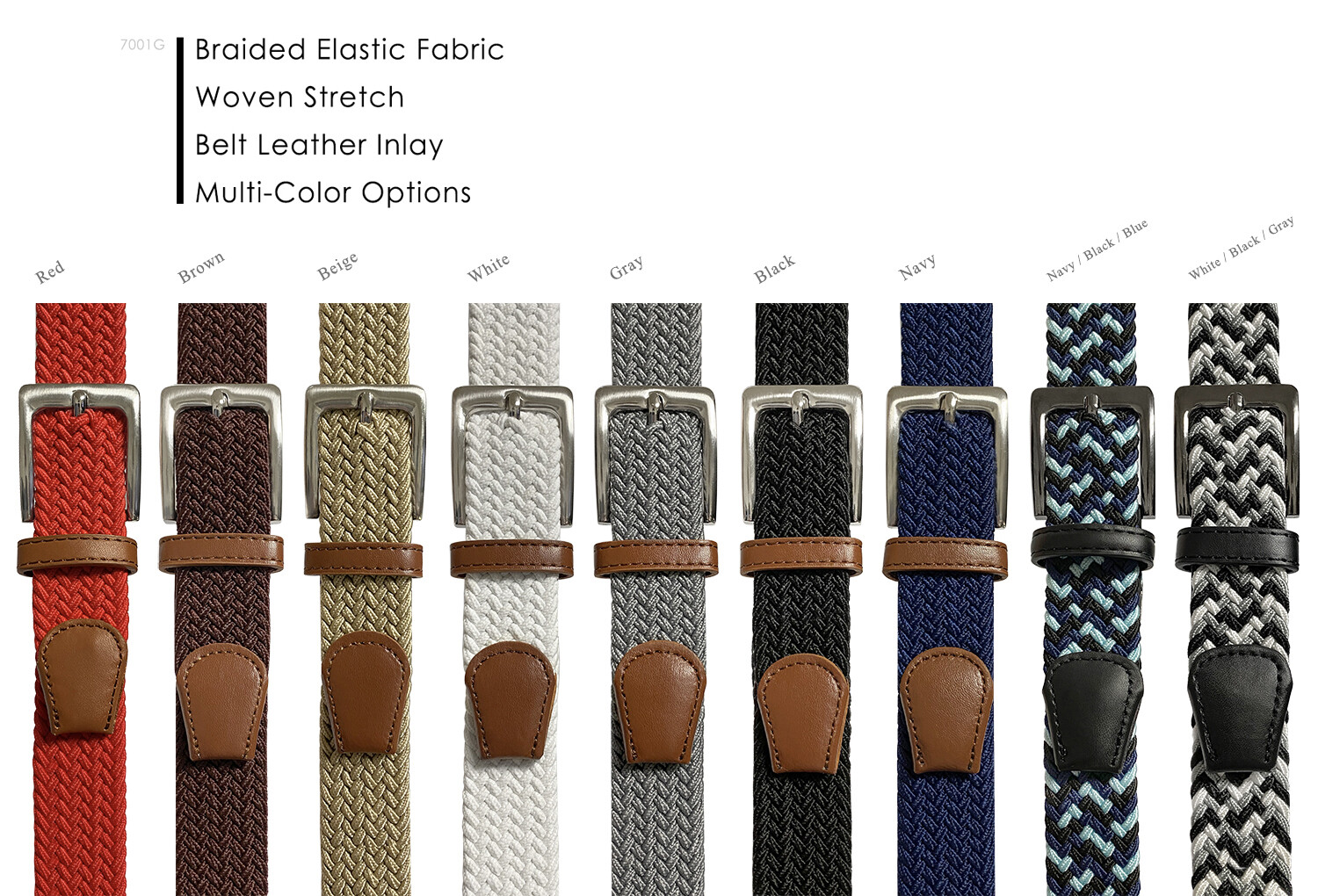 Men’s Stretch Belt Braided Elastic Casual Weave Canvas Fabric Woven Belt 1-3/8″
