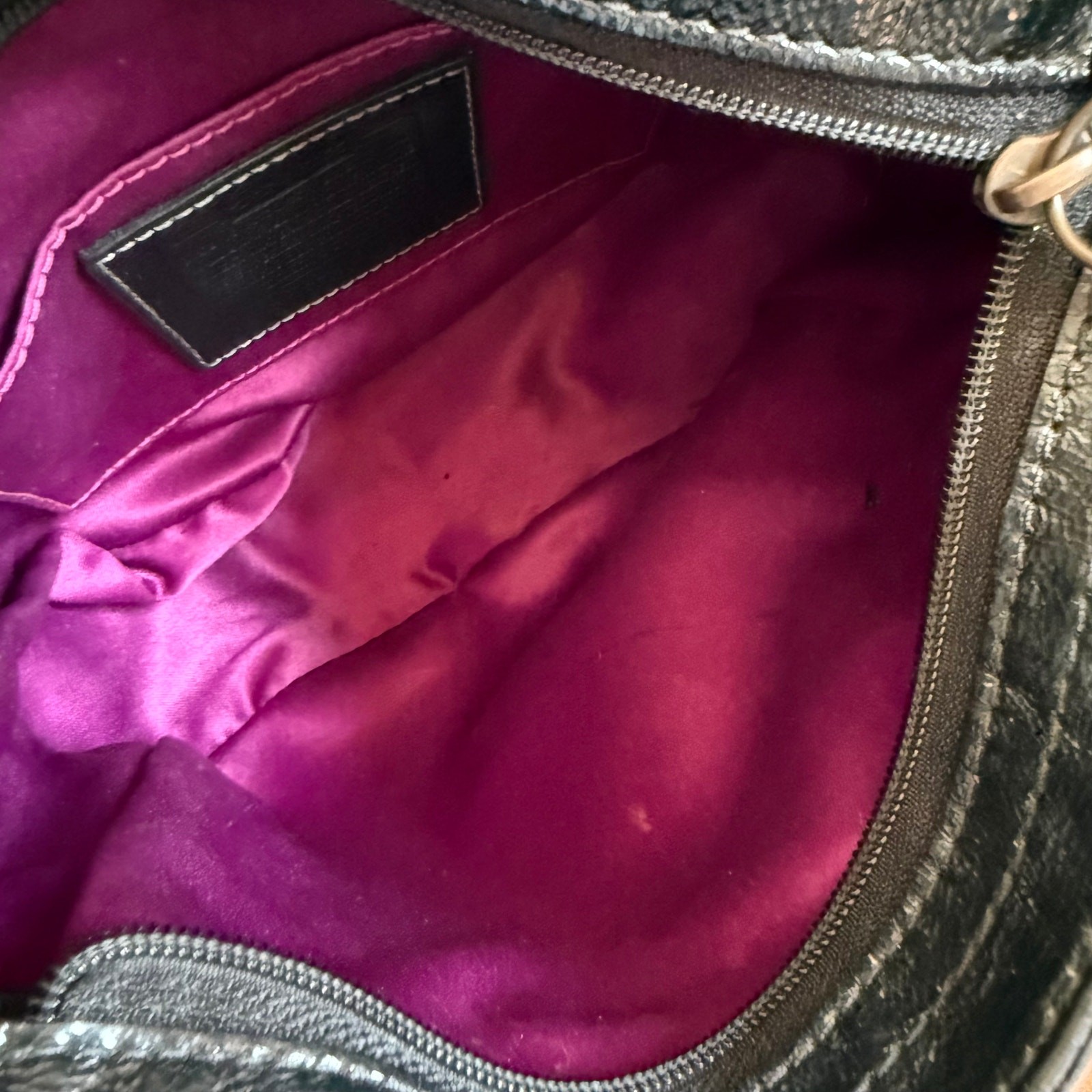 Coach Zoe Shoulder Bag 41869 Black Crinkled Patent Leather Y2K