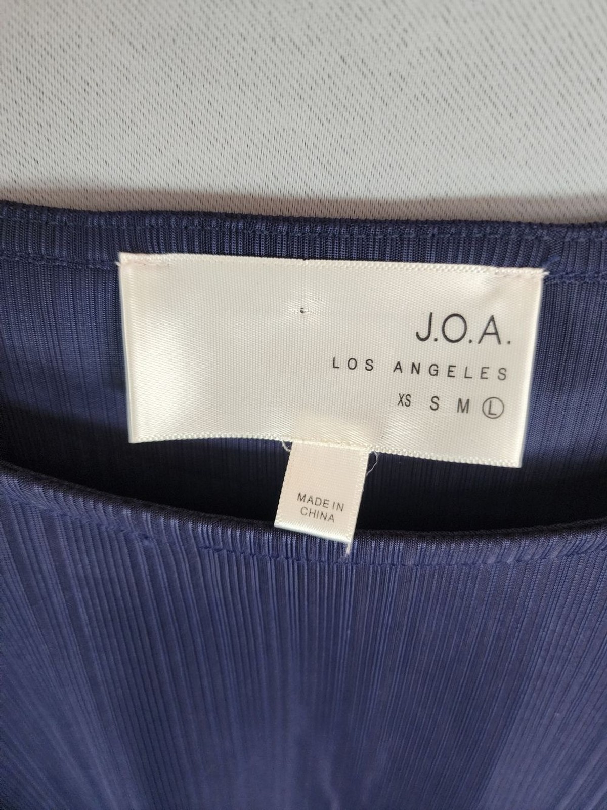 J.O.A. Navy Ribbed Long-Sleeve Top with Tiered Ruffle Cuffs