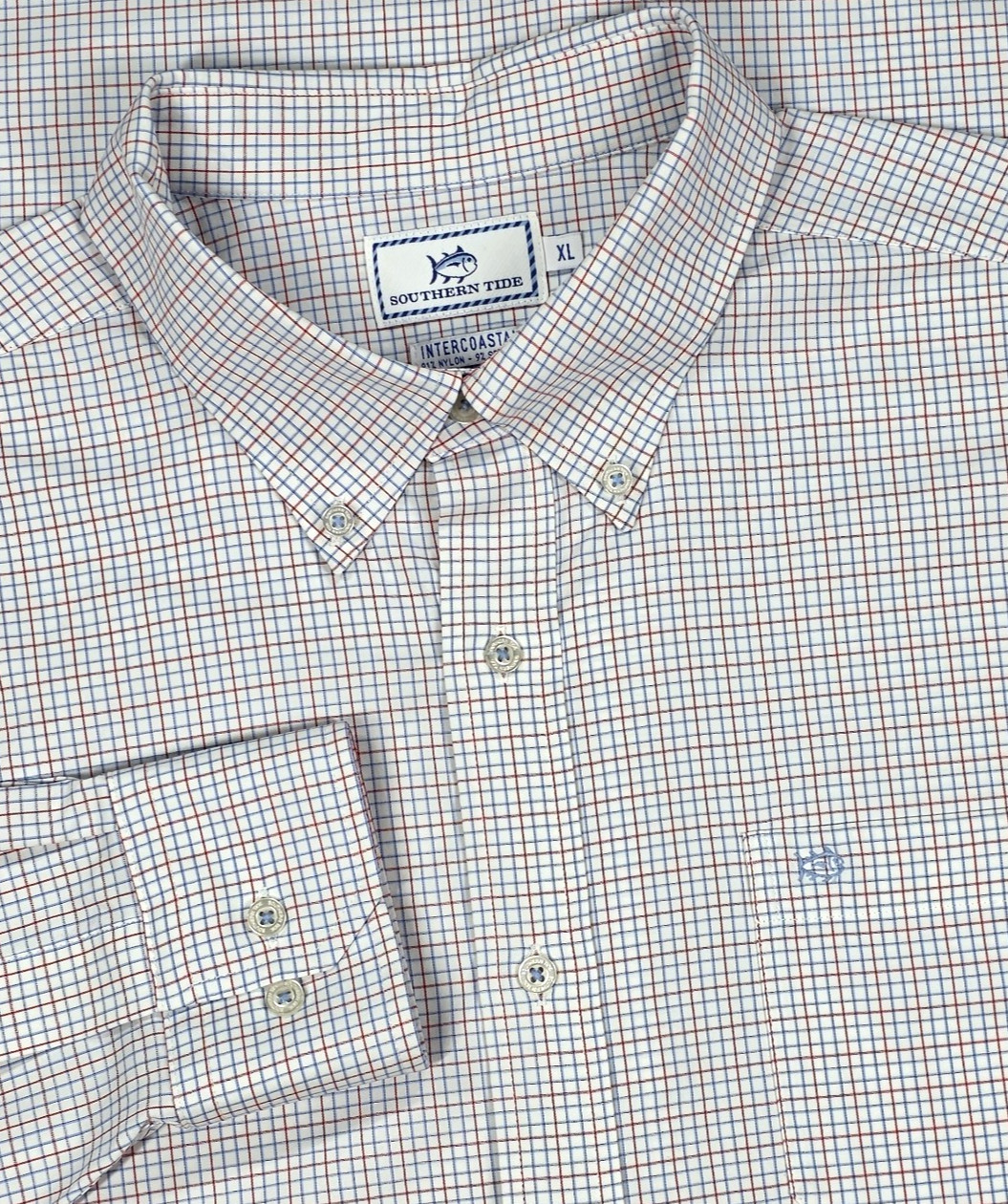 Southern Tide Shirt Mens XL Multicolor Intercoastal Performance Button Up Check
