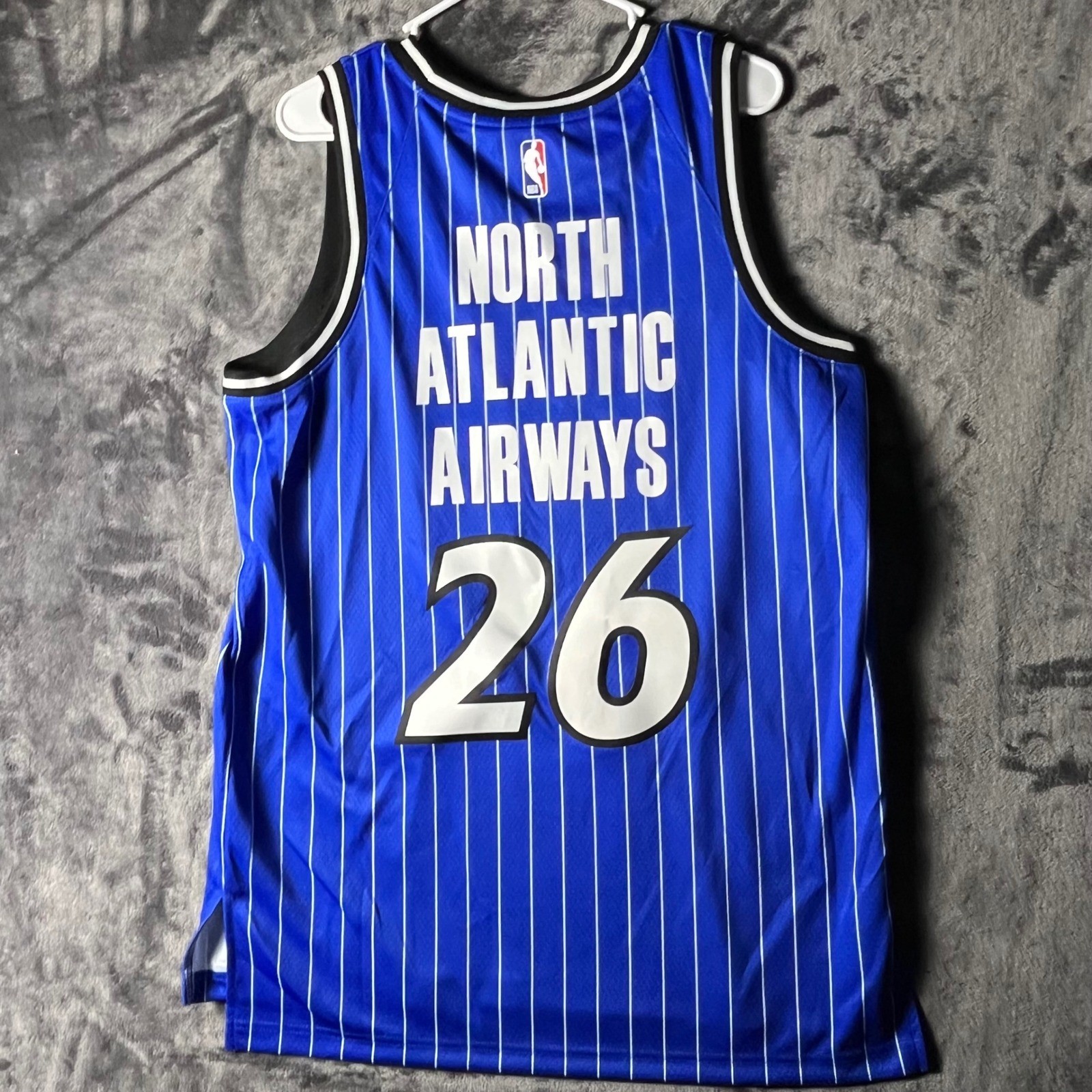 Nike Orlando Magic Swingman Jersey Large 48 Disney Sponsor Patch Blue Custom 26