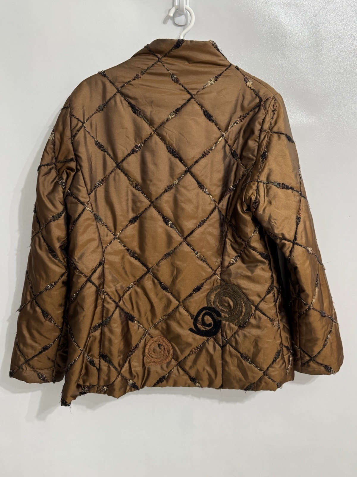 Wraps By Canvasbacks Size Medium Button Quilted Wool Blend Coat Embellished