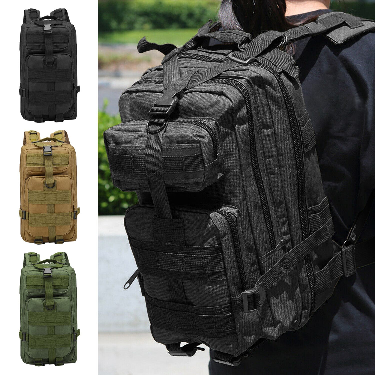 Military Molle Tactical Backpack 30L Outdoor Camping Hiking Travel Bag Rucksack