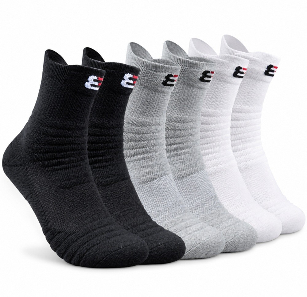 3-Pack Men’s Cotton Compression Sports Socks – Athletic Mid-Crew Training Socks