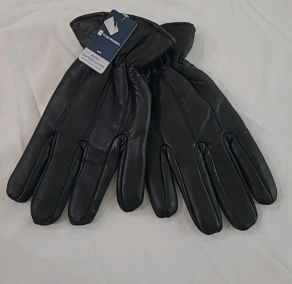 Tom Franks Men’s Leather Gloves With Foam Lining. Size M/L. New WT