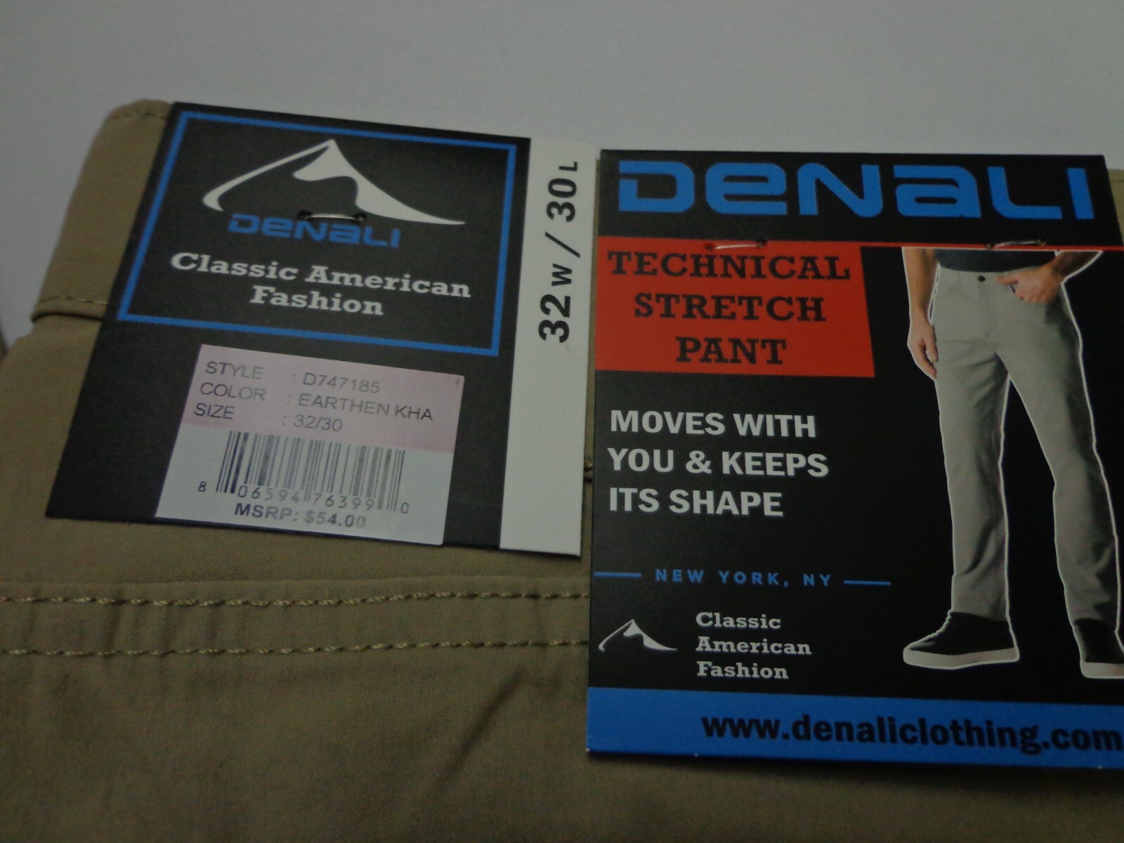 DENALI Earthen KHAKI Technical Stretch Pants NWT 32/30 MSRP $54