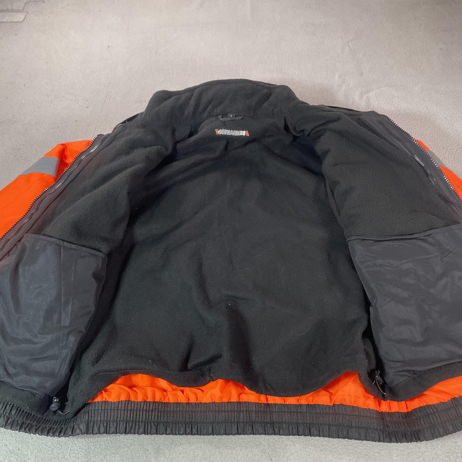 Ergodyne Jacket Mens Large Orange Hi Vis Fleece Lined Bomber Workwear Reflective