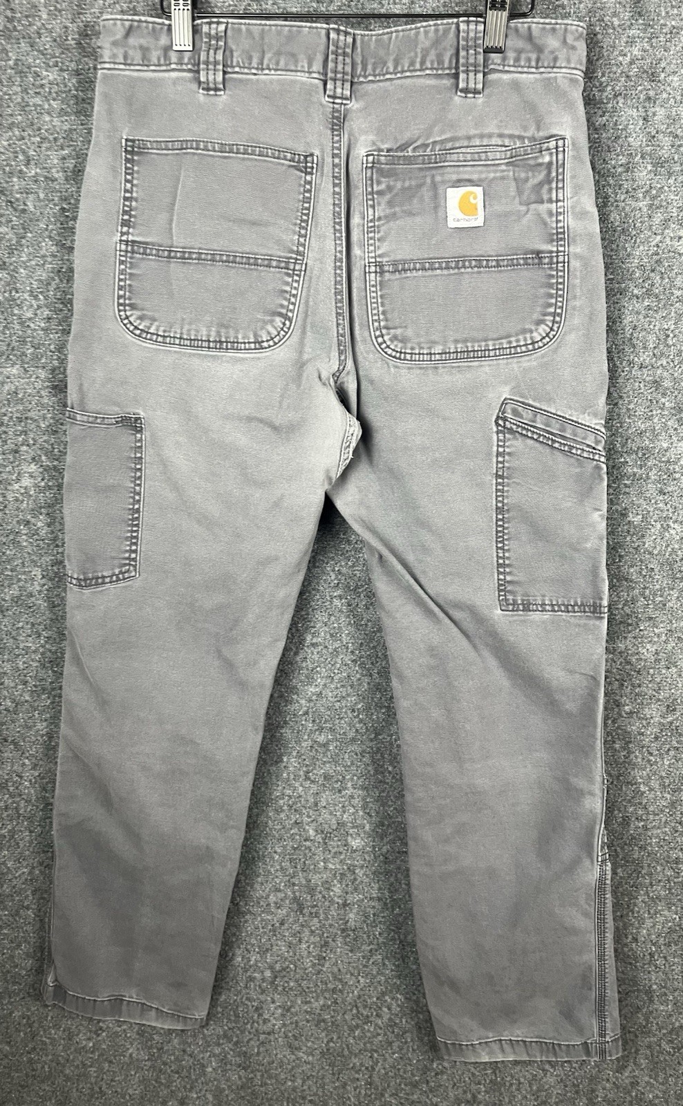 Carhartt Pants Mens 32X32 Gray Relaxed Fit Double Knee Damaged Outdoor Workwear