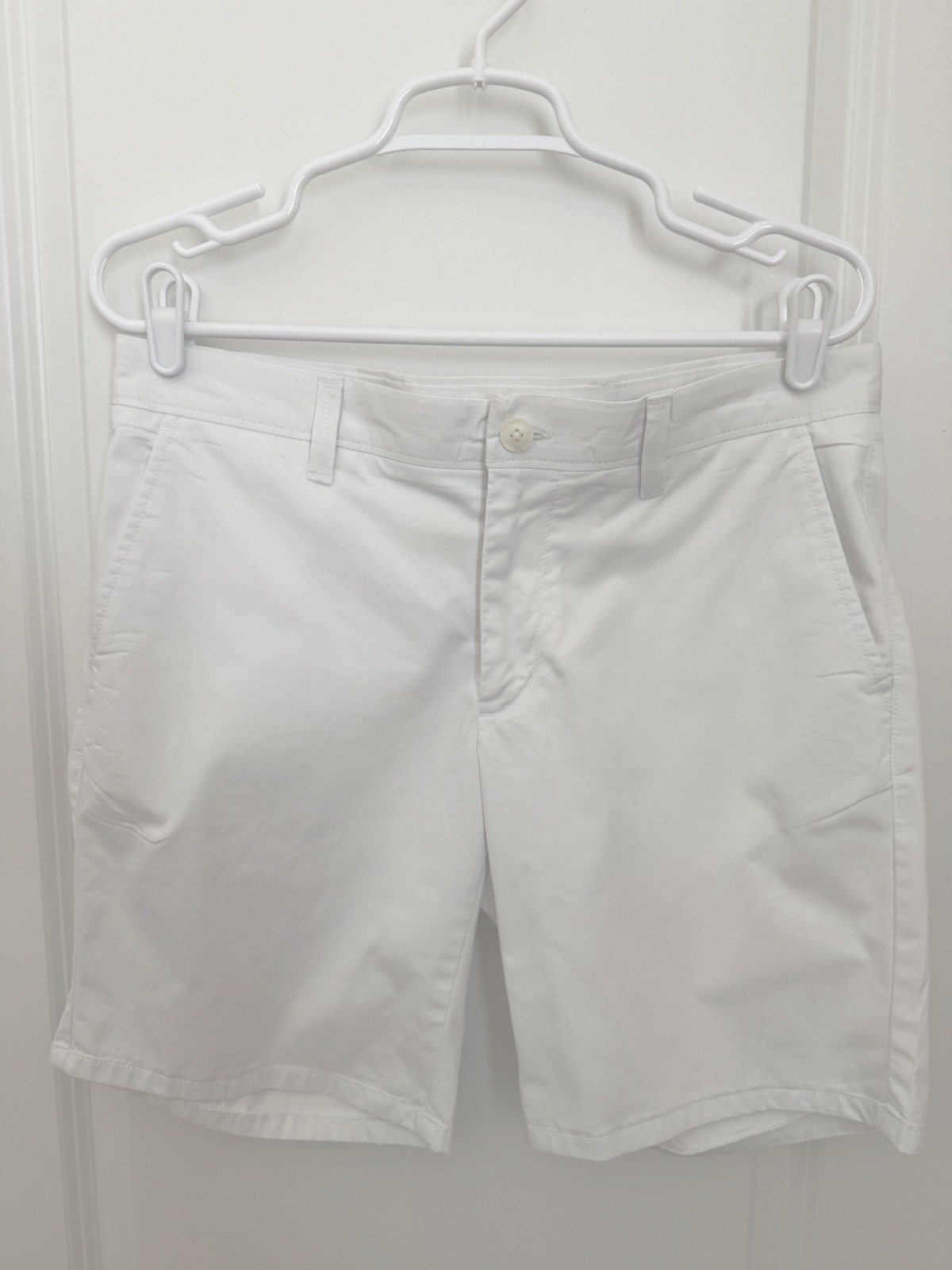 Nordstrom Open Edit Men’s White Chino Shorts Flat Front Button Pockets 9″