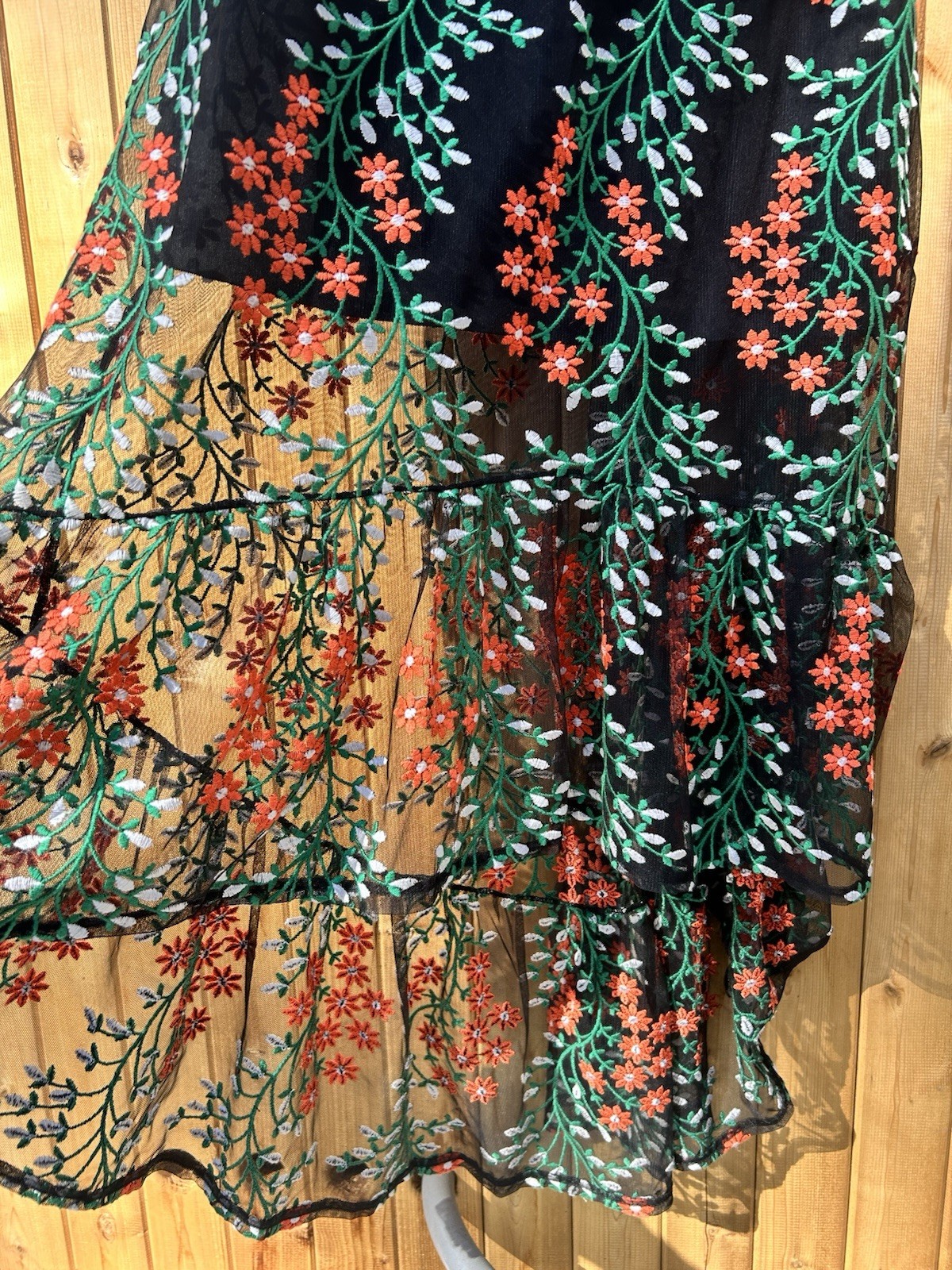 Dress the Population Black Floral Embroidered Mesh hi-lo Midi sweetheart XXL