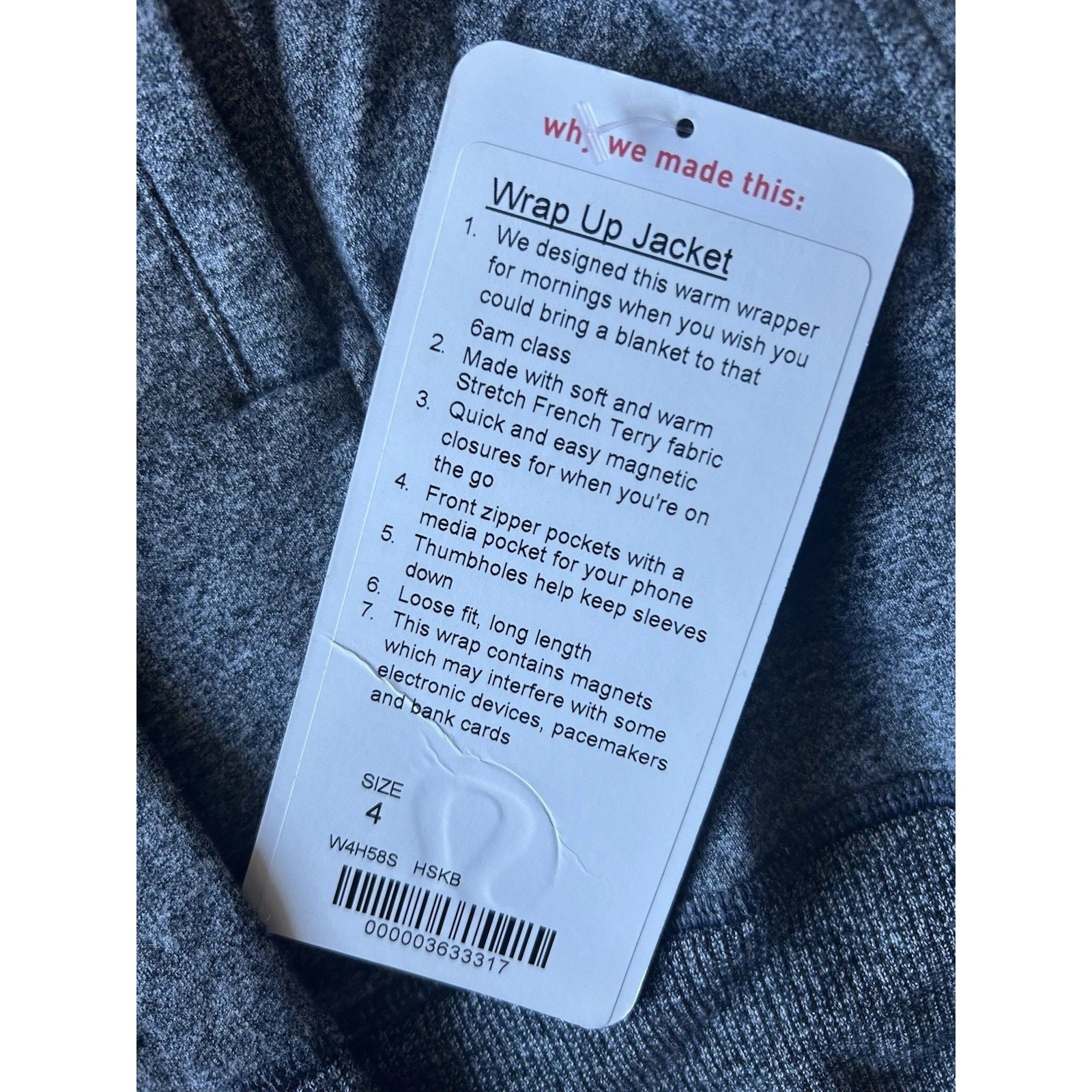 Lululemon Wrap Up Jacket Womens 4 Hooded Long Zip Magnetic Close NWT Active