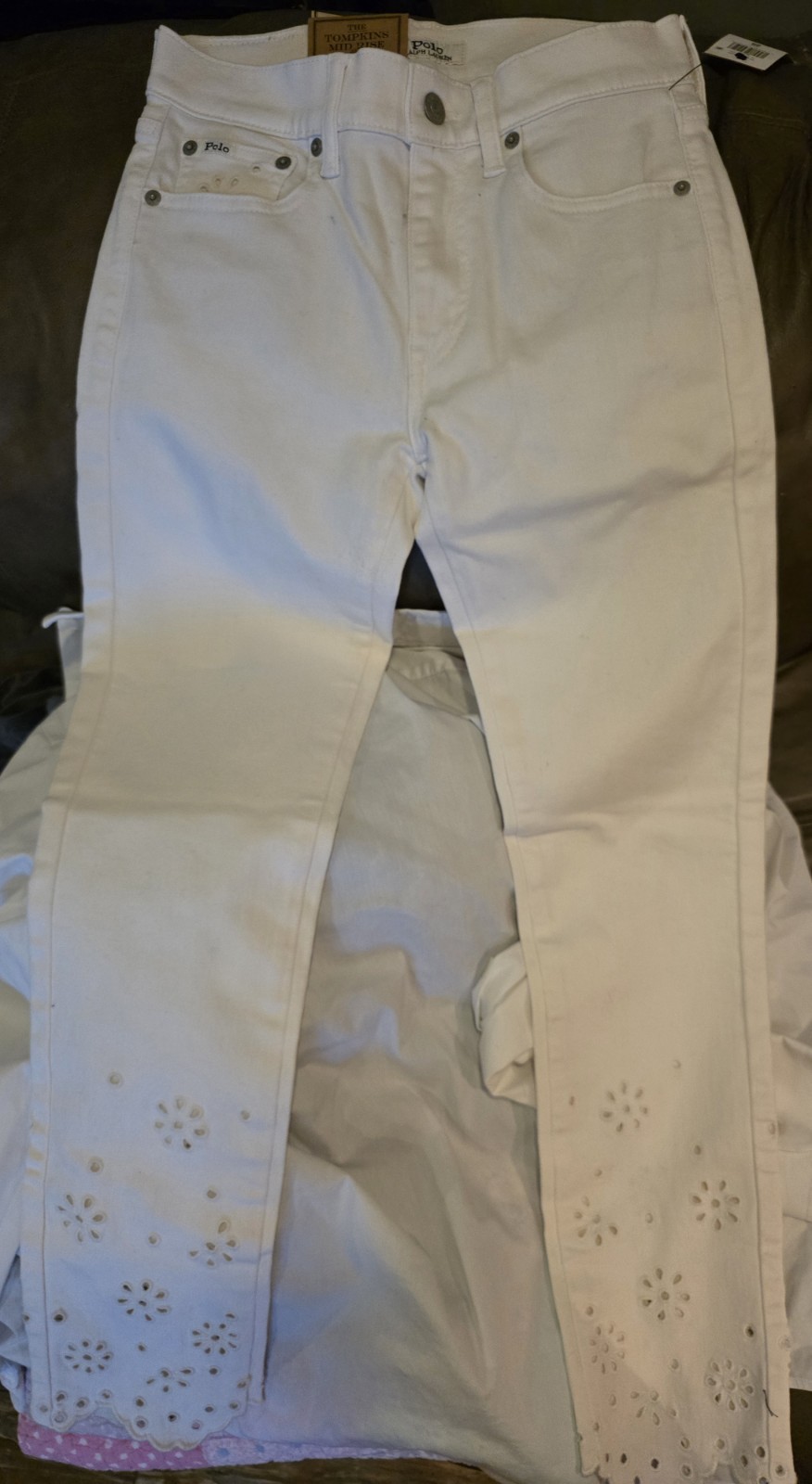 Womens Polo Ralph Lauren White Mid-Rise Skinny Crop Jeans Size 25