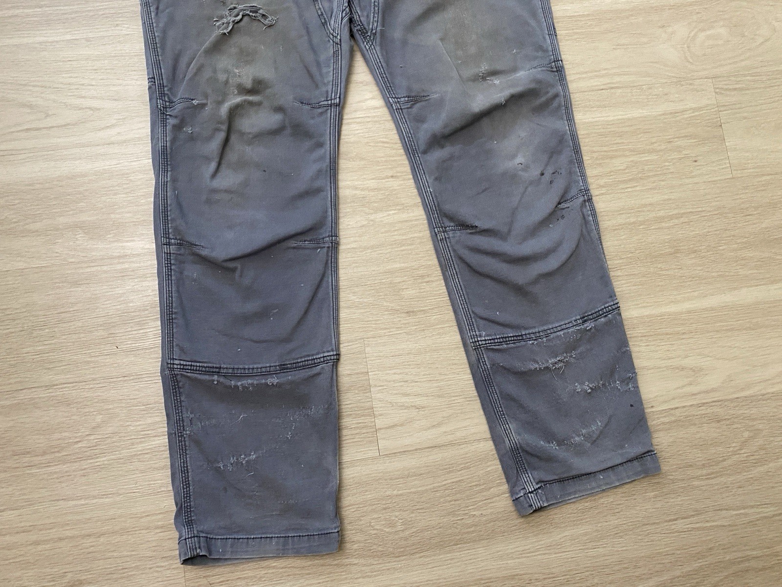 Carhartt Relaxed Straight Pants Men 36×32 Gray Double Knee Distressed 102802-029