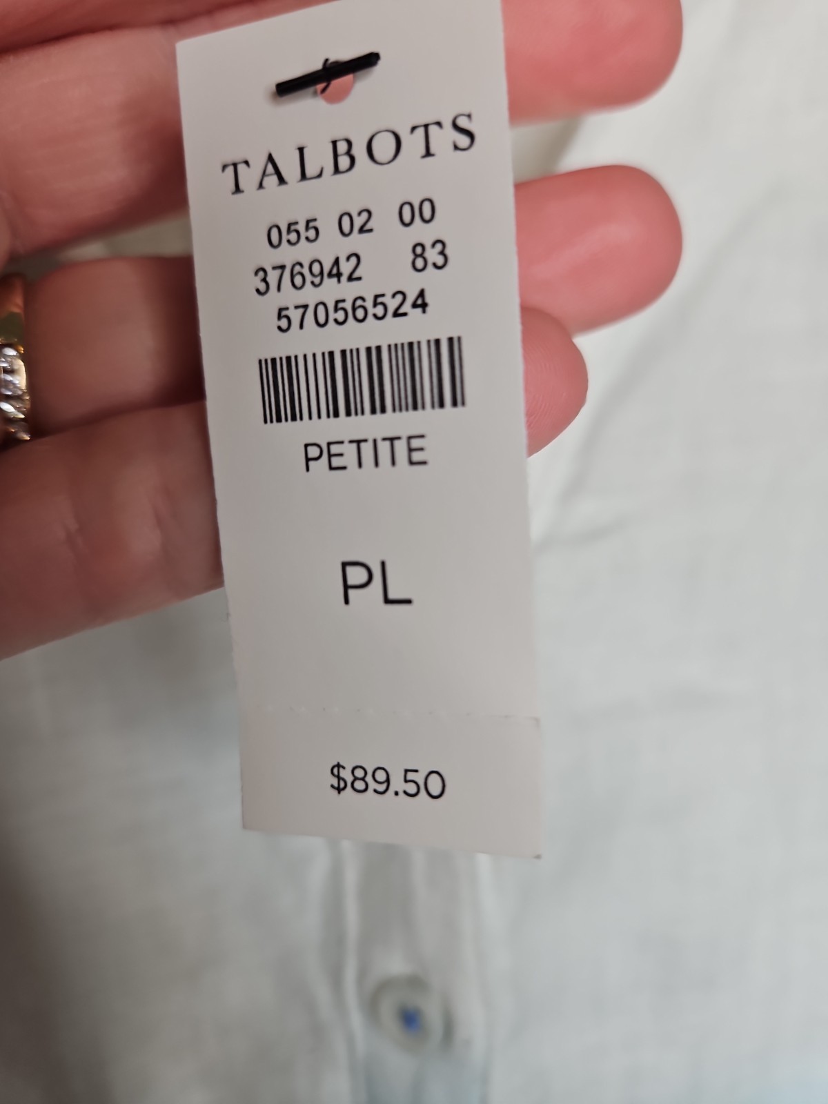 Talbots Popover Tunic Top LP Blue White Linen Side Button Dip Dye Coastal Beach