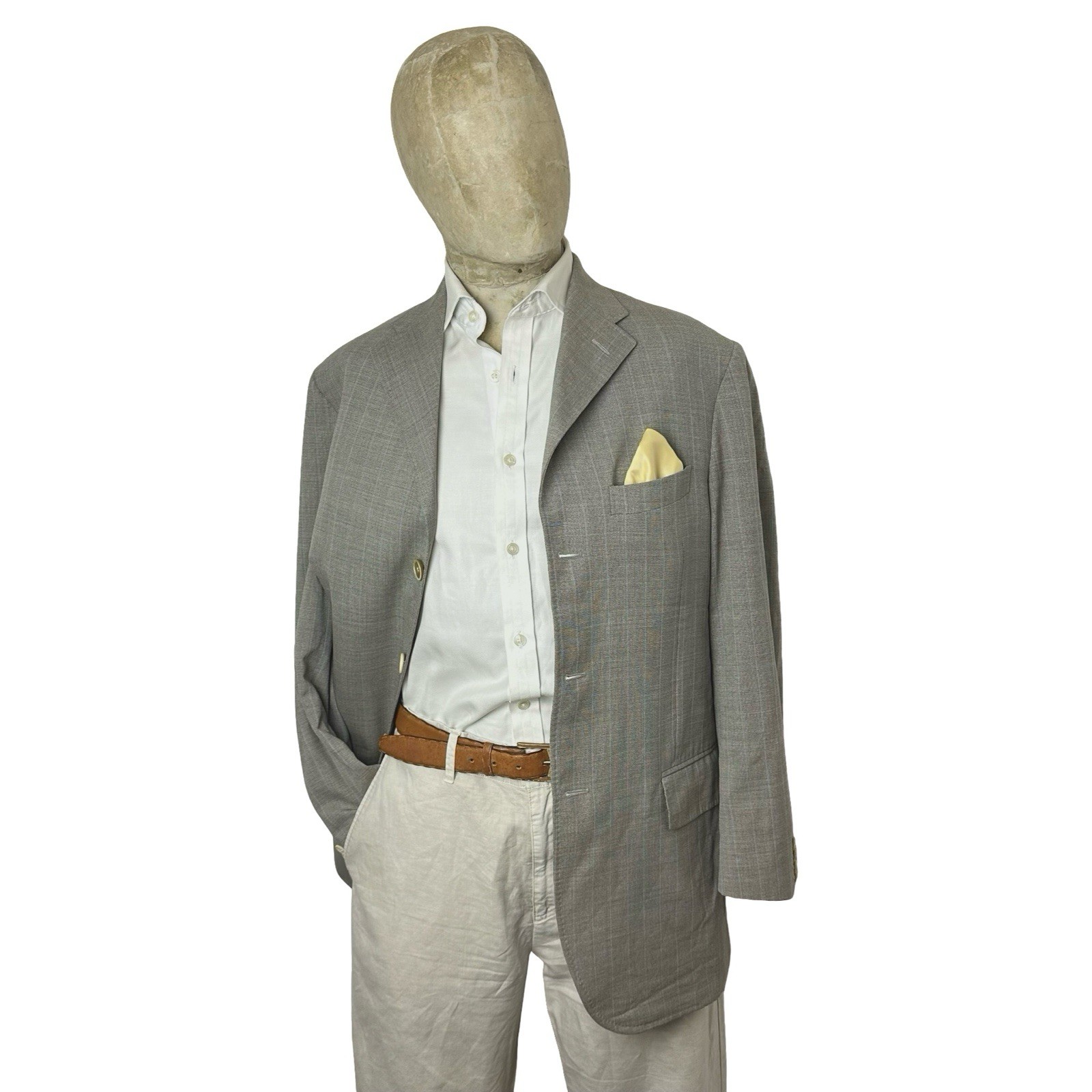 Corneliani Blazer Jacket 40” Wool Summer Grey Check Sport Coat Men’s Italian