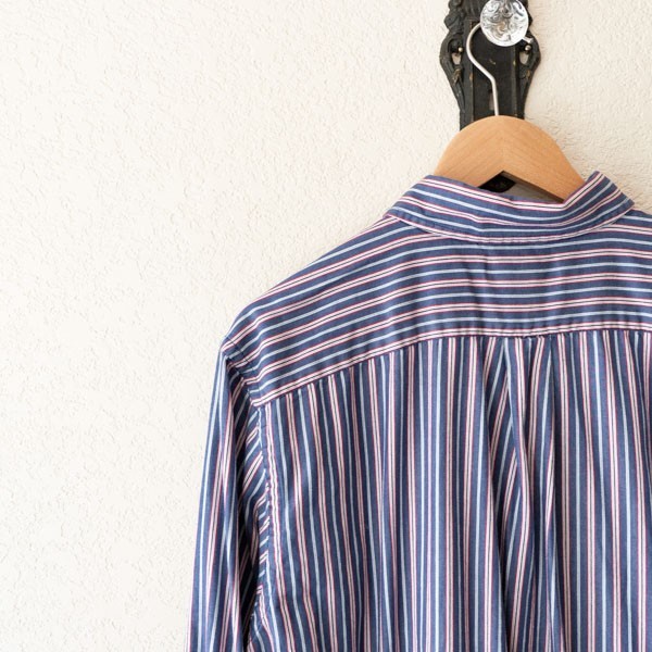 Chaps Button Down Shirt XL Red White Blue Stripe Cotton Preppy Classic Long Slee